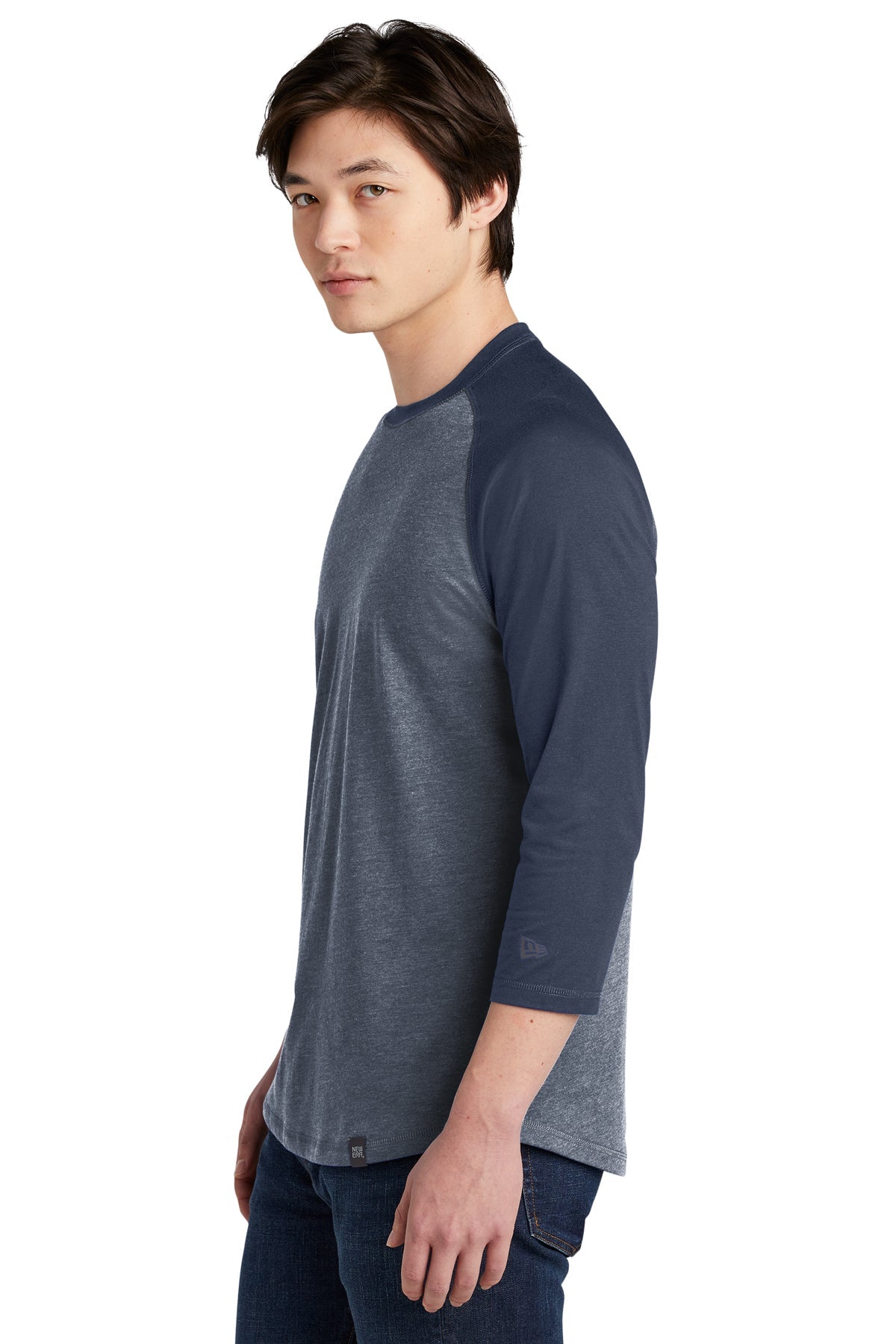New Era Heritage Blend 3/4-Sleeve Baseball Printed Tee's, True Navy/ True Navy Twist