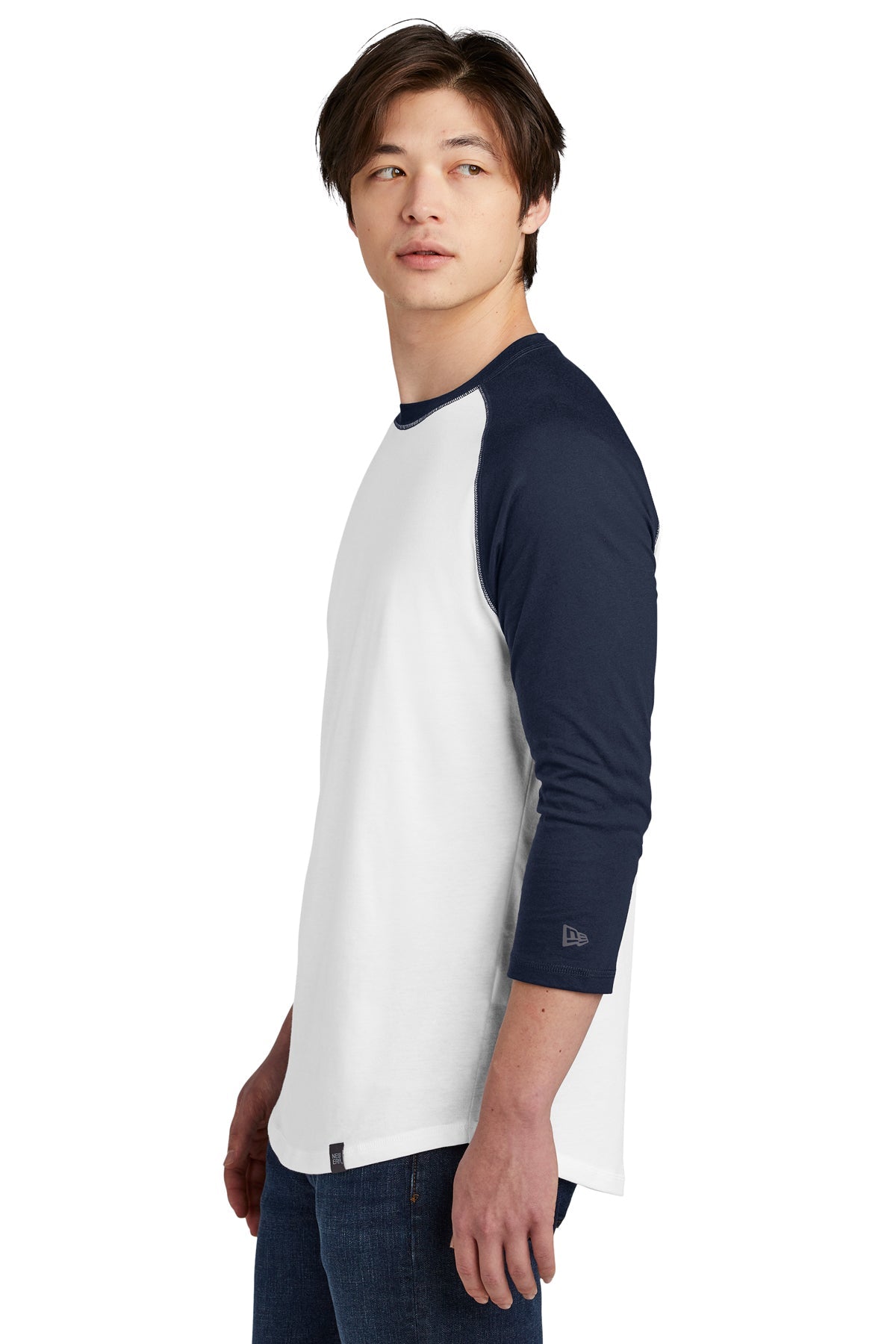 New Era Heritage Blend 3/4-Sleeve Baseball Printed Tee's, True Navy/ White