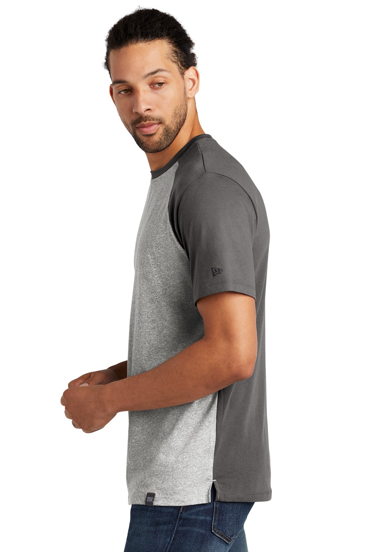 New Era Heritage Blend Varsity Custom Printed Tee's, Graphite/ Light Graphite Twist