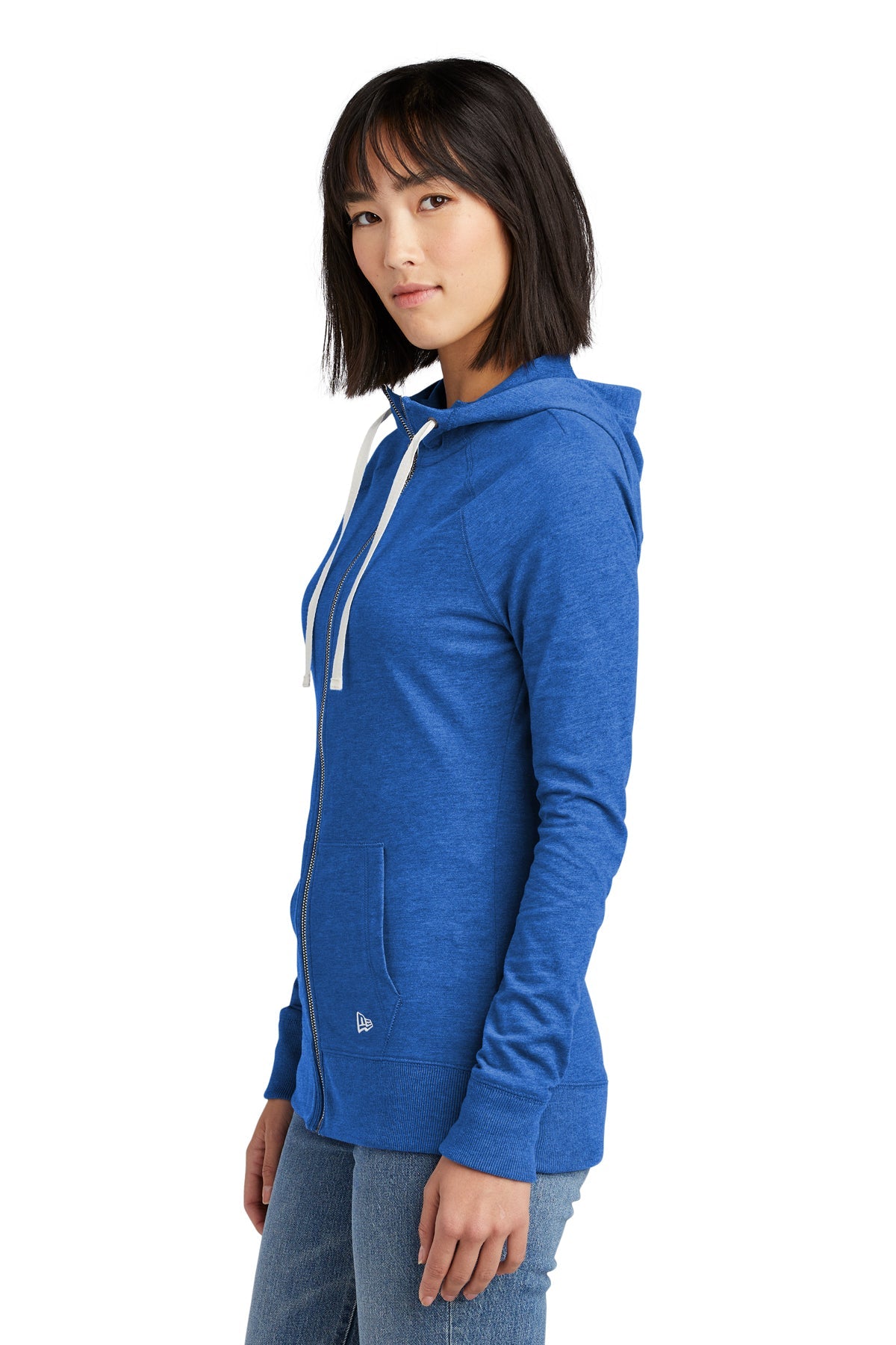 New Era Ladies Sueded Cotton Custom Zip Hoodies, Royal Heather