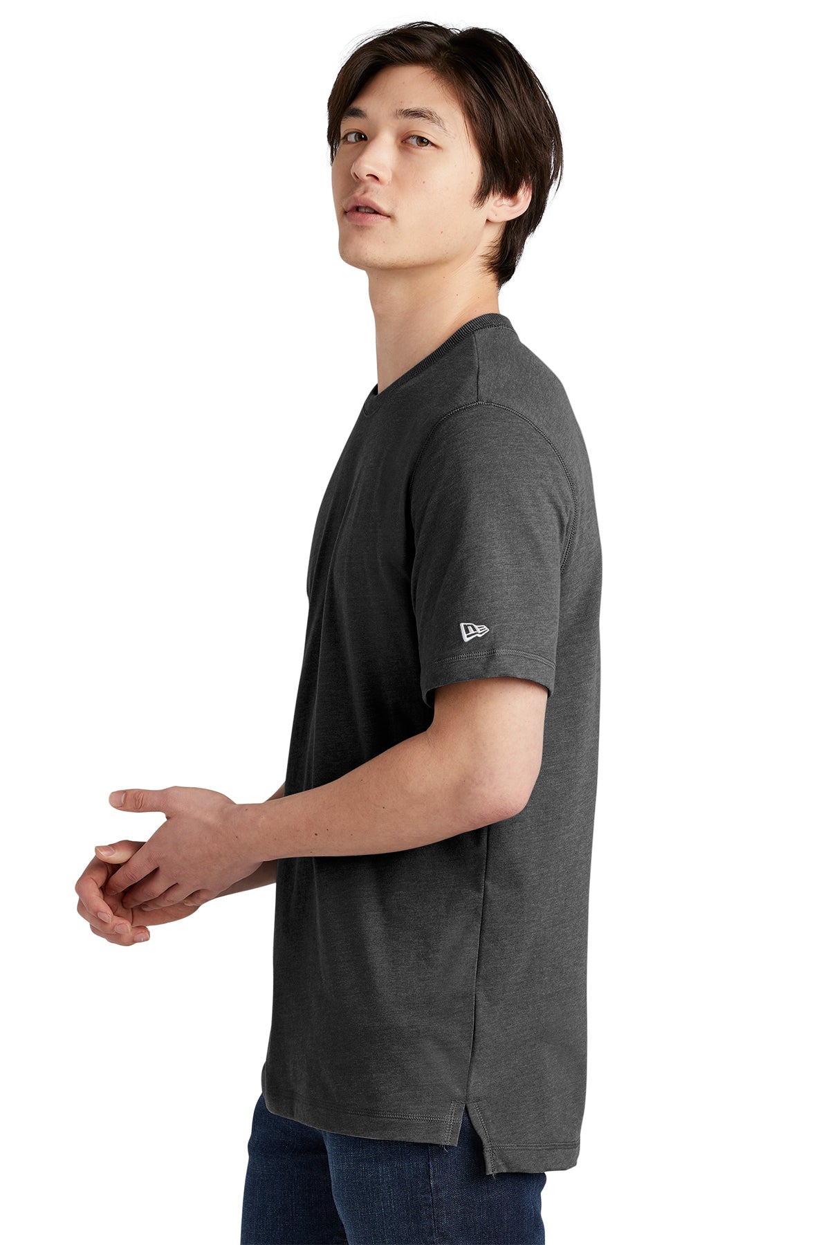 New Era Sueded Cotton Custom Printed Tee's, Black Heather