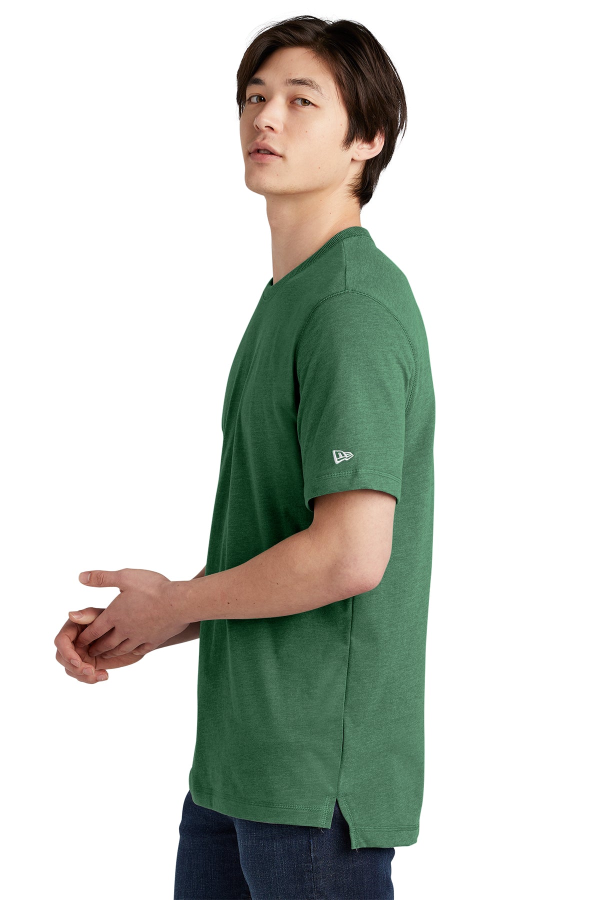 New Era Sueded Cotton Custom Printed Tee's, Dark Green Heather