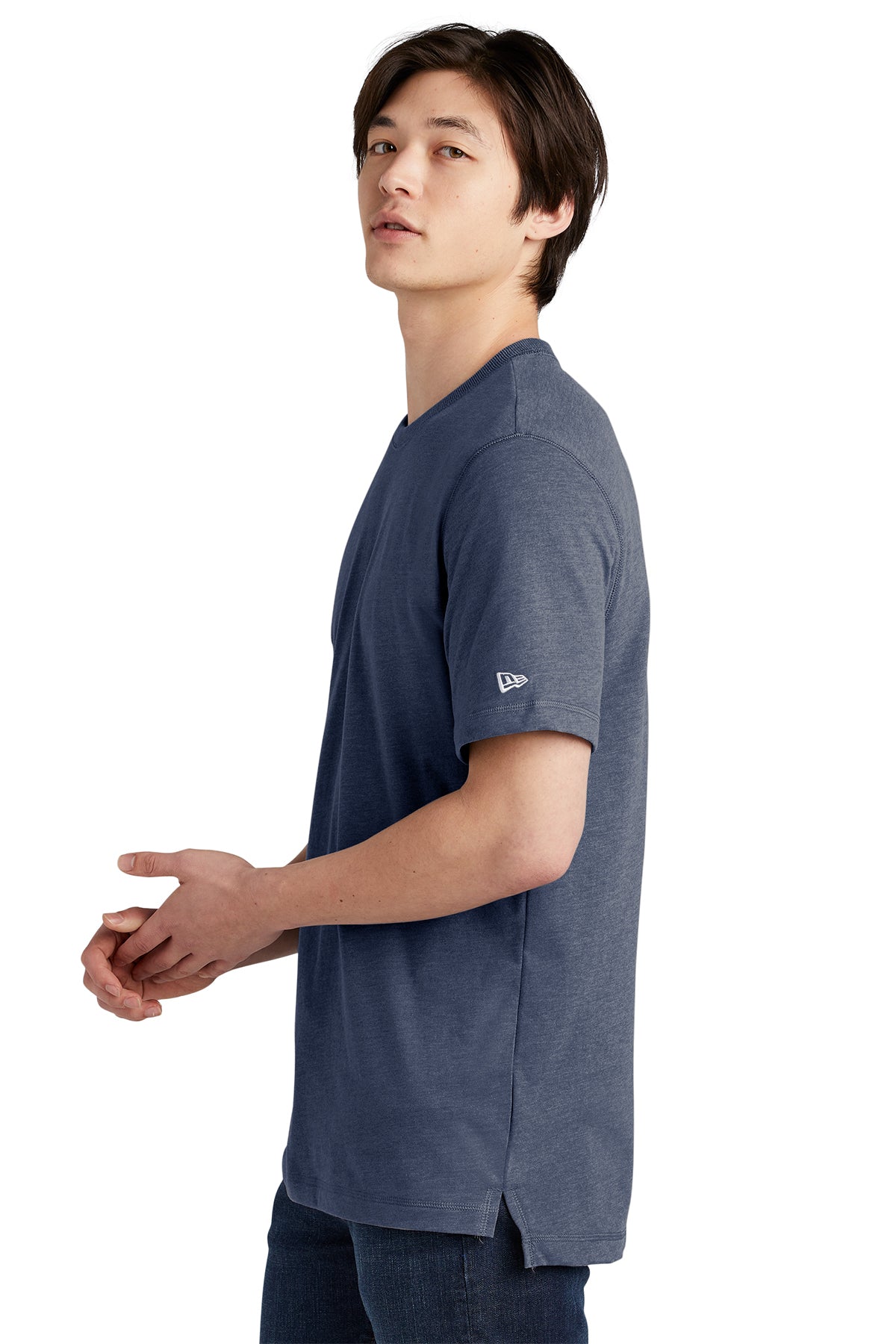 New Era Sueded Cotton Custom Printed Tee's, True Navy Heather