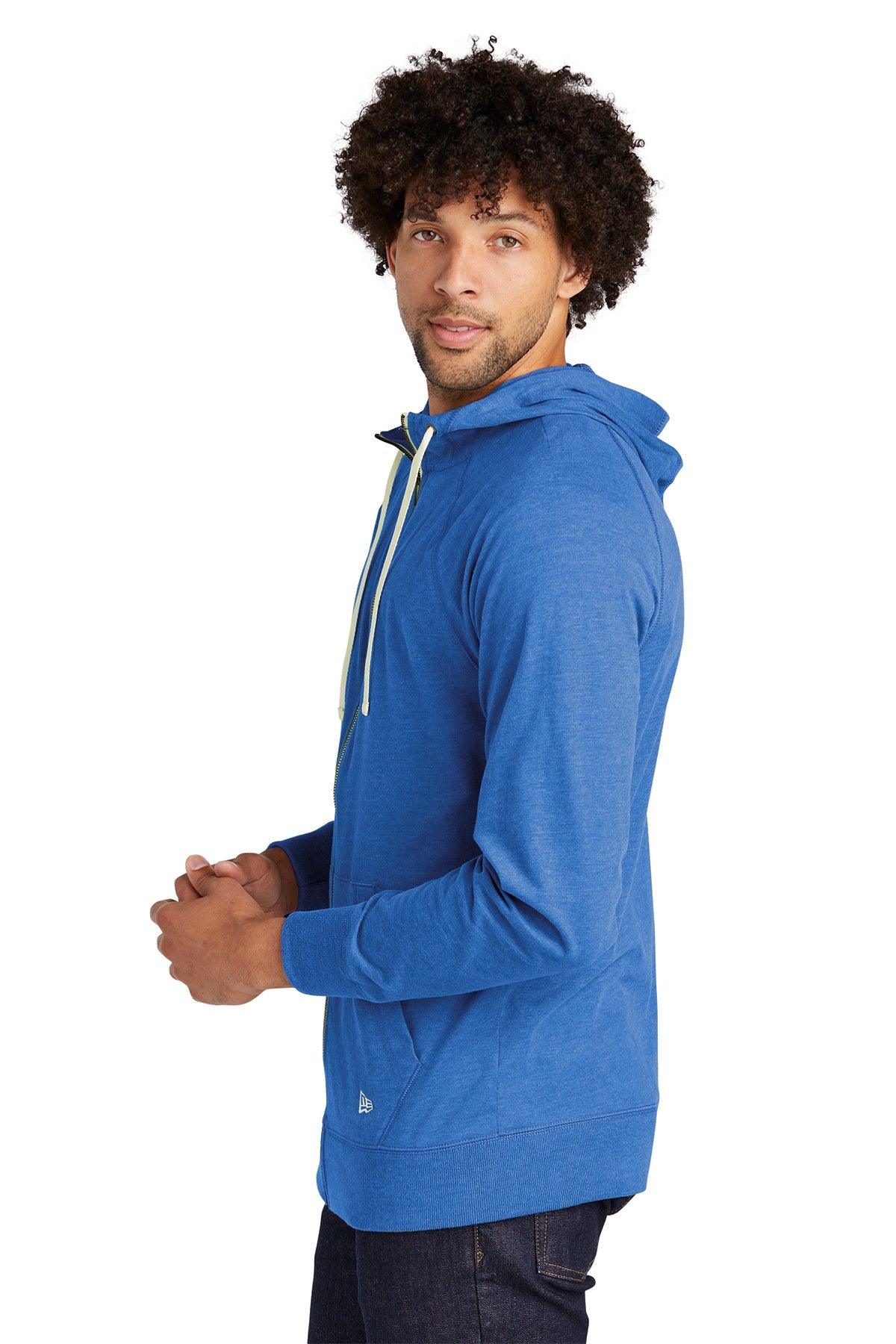 New Era Sueded Cotton Custom Zip Hoodies, Royal Heather