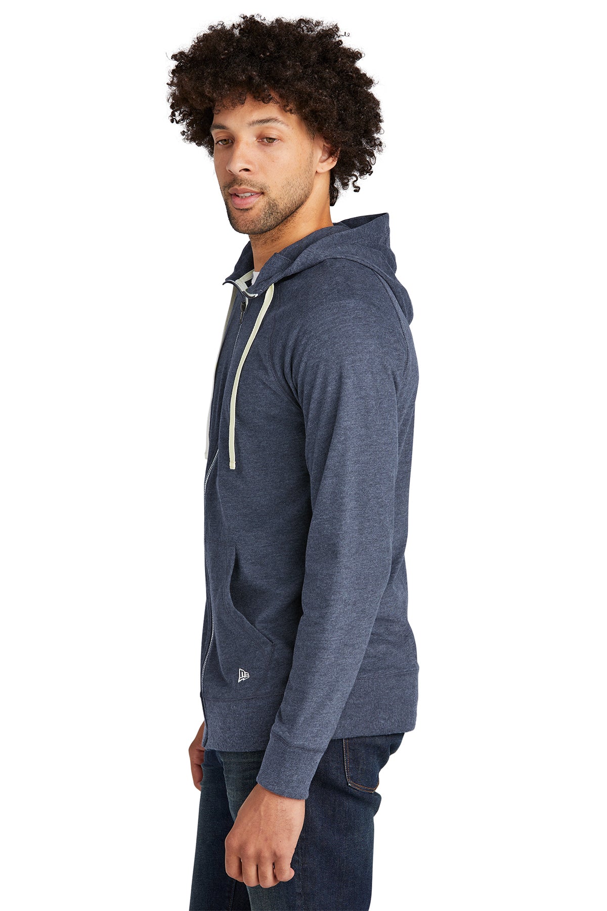 New Era Sueded Cotton Custom Zip Hoodies, True Navy Heather