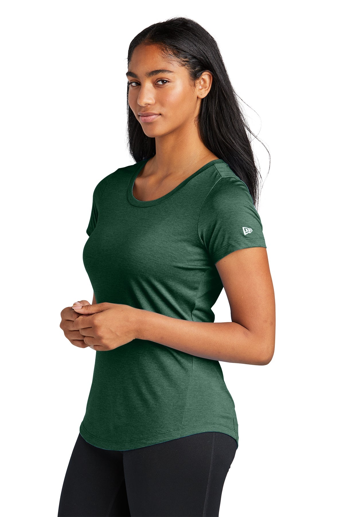 New Era Ladies Performance Scoop Neck Printed Tee's, Dark Green