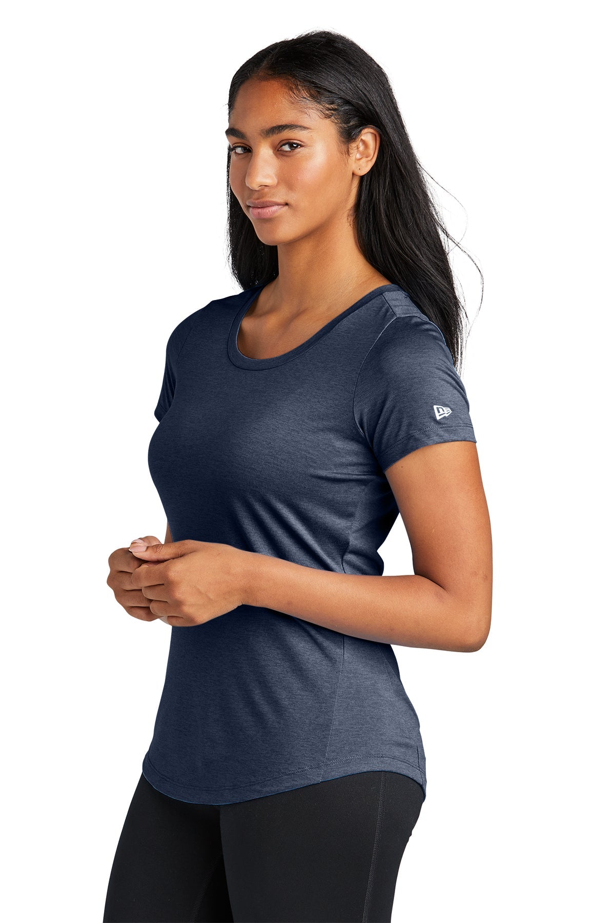 New Era Ladies Performance Scoop Neck Printed Tee's, True Navy