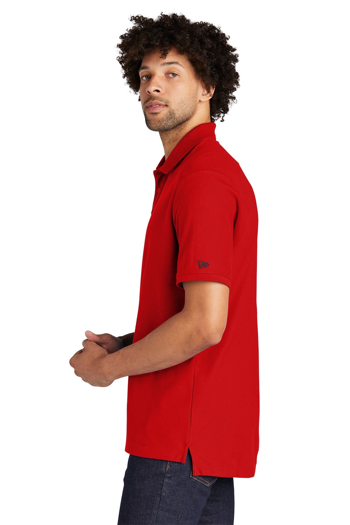 New Era Venue Home Plate Custom Polos, Scarlet