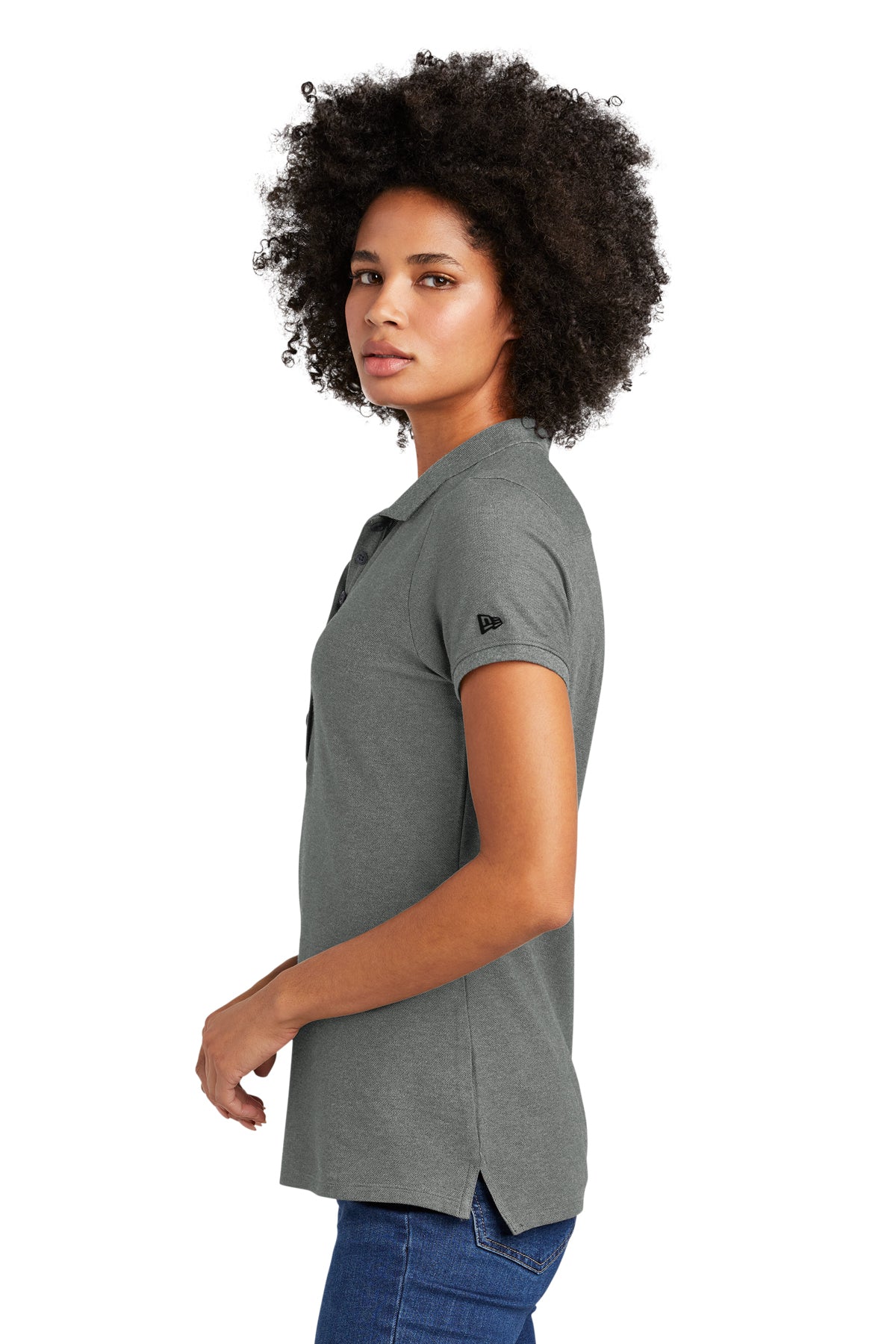 New Era Ladies Venue Home Plate Custom Polos, Graphite Heather