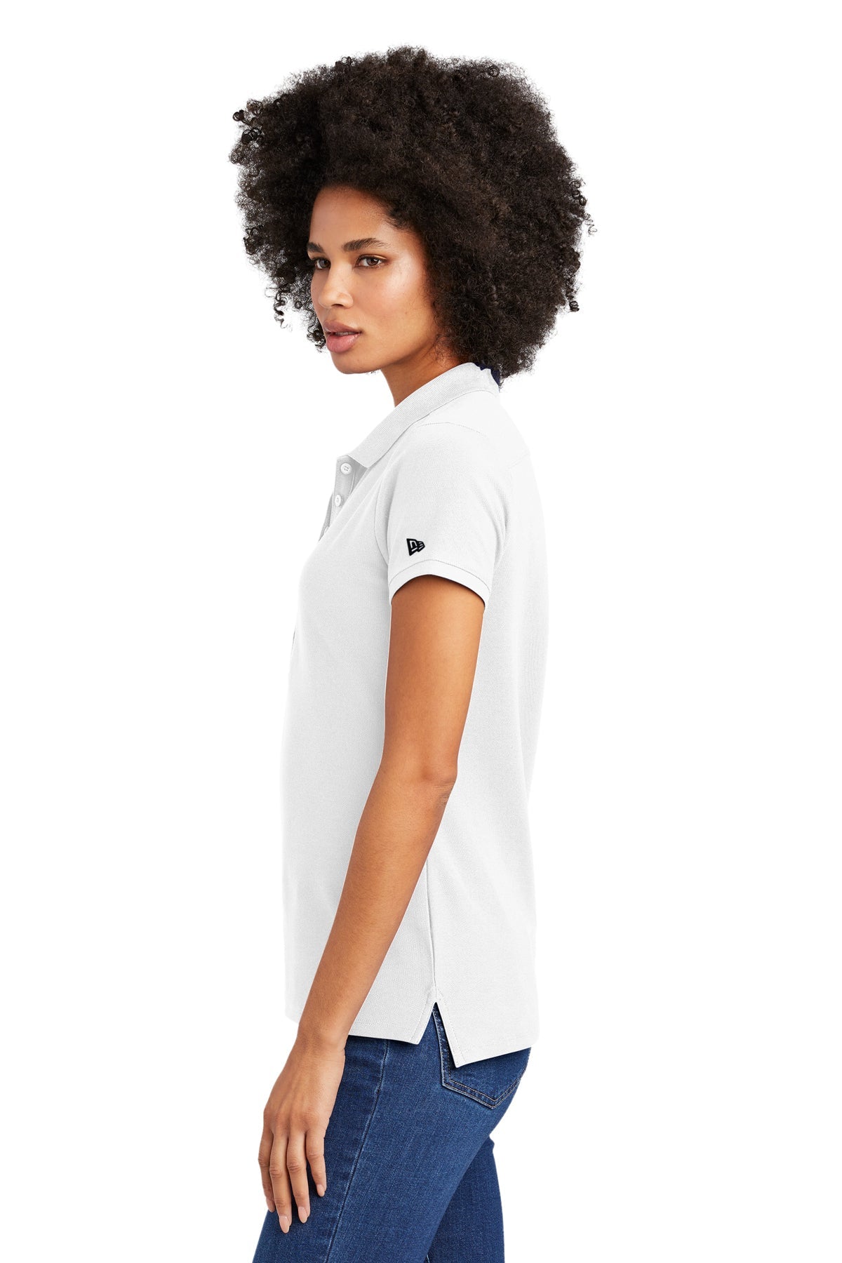 New Era Ladies Venue Home Plate Custom Polos, White