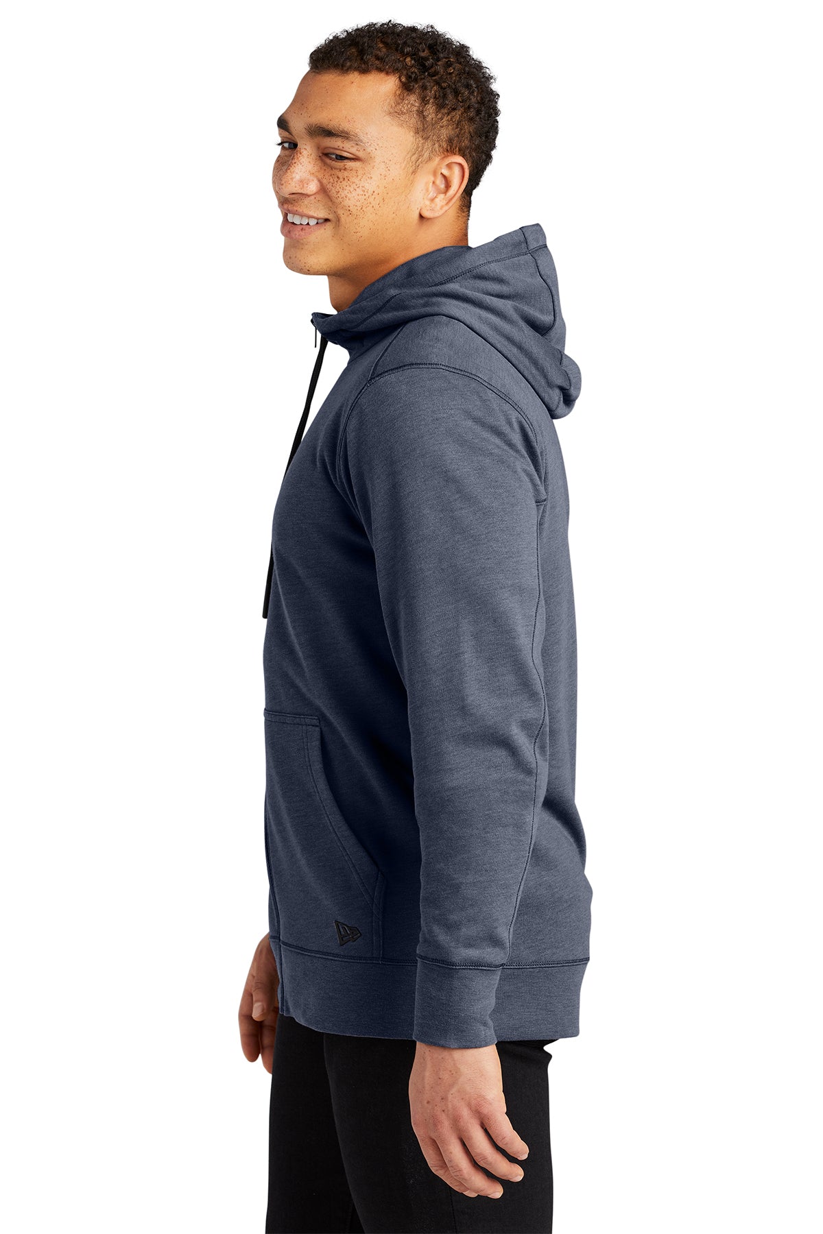 New Era Tri Blend Fleece Custom Zip Hoodies, True Navy Heather