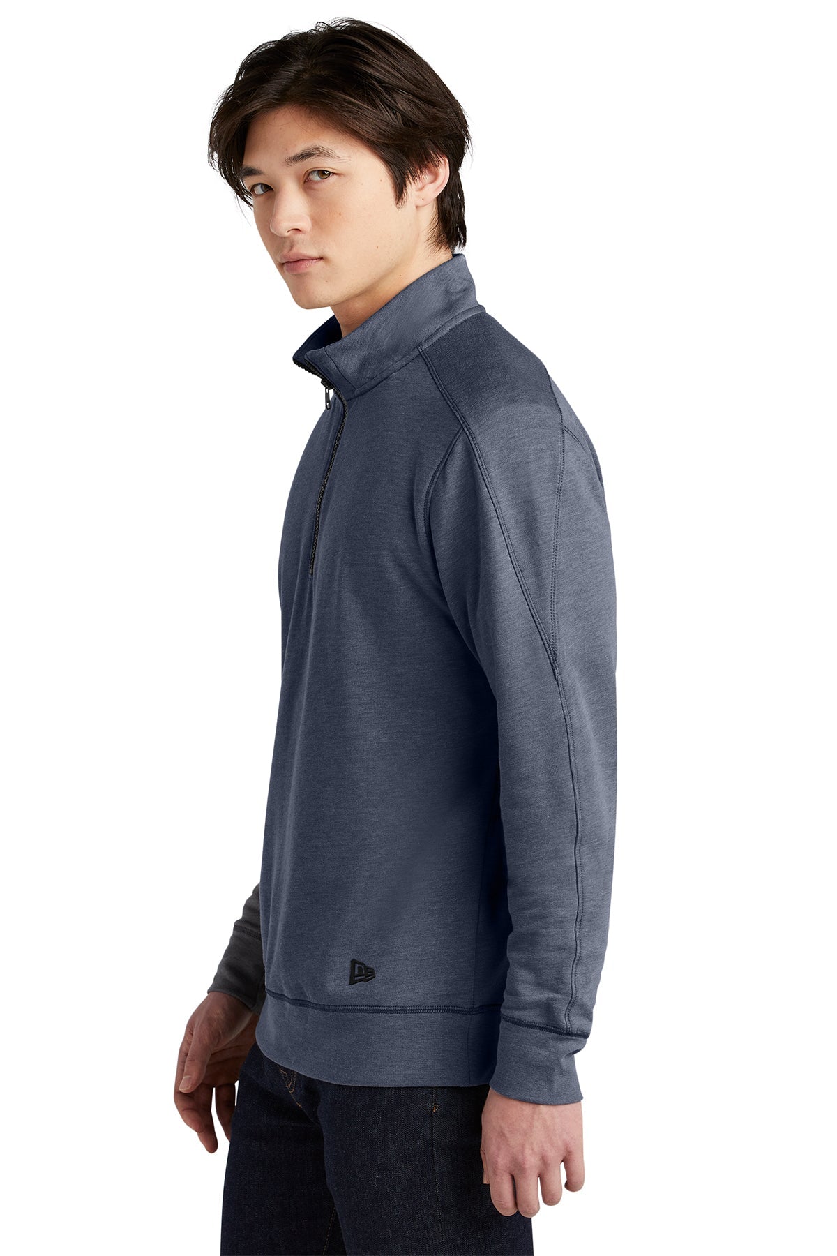 New Era Tri Blend Fleece Custom Quarter Zips, True Navy Heather