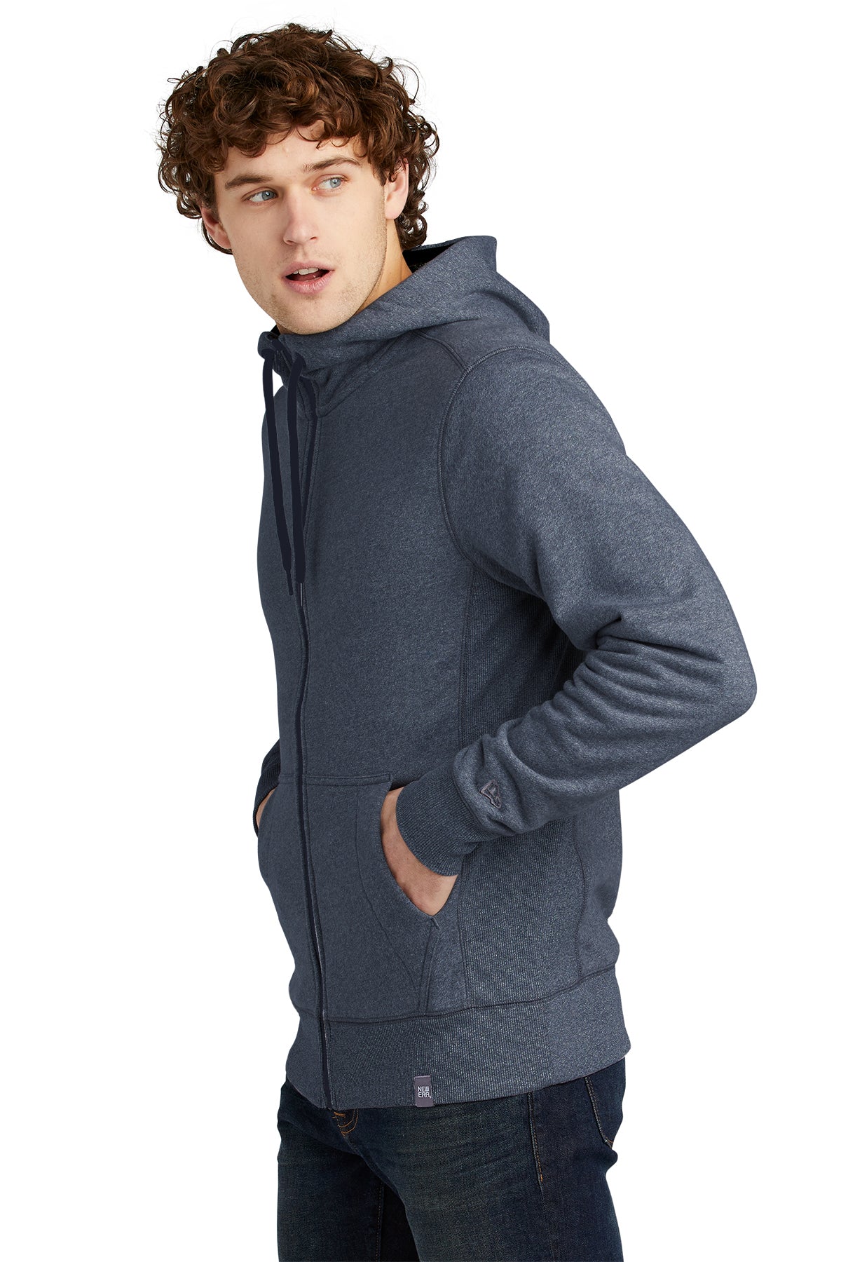 New Era French Terry Custom Zip Hoodies, True Navy Twist