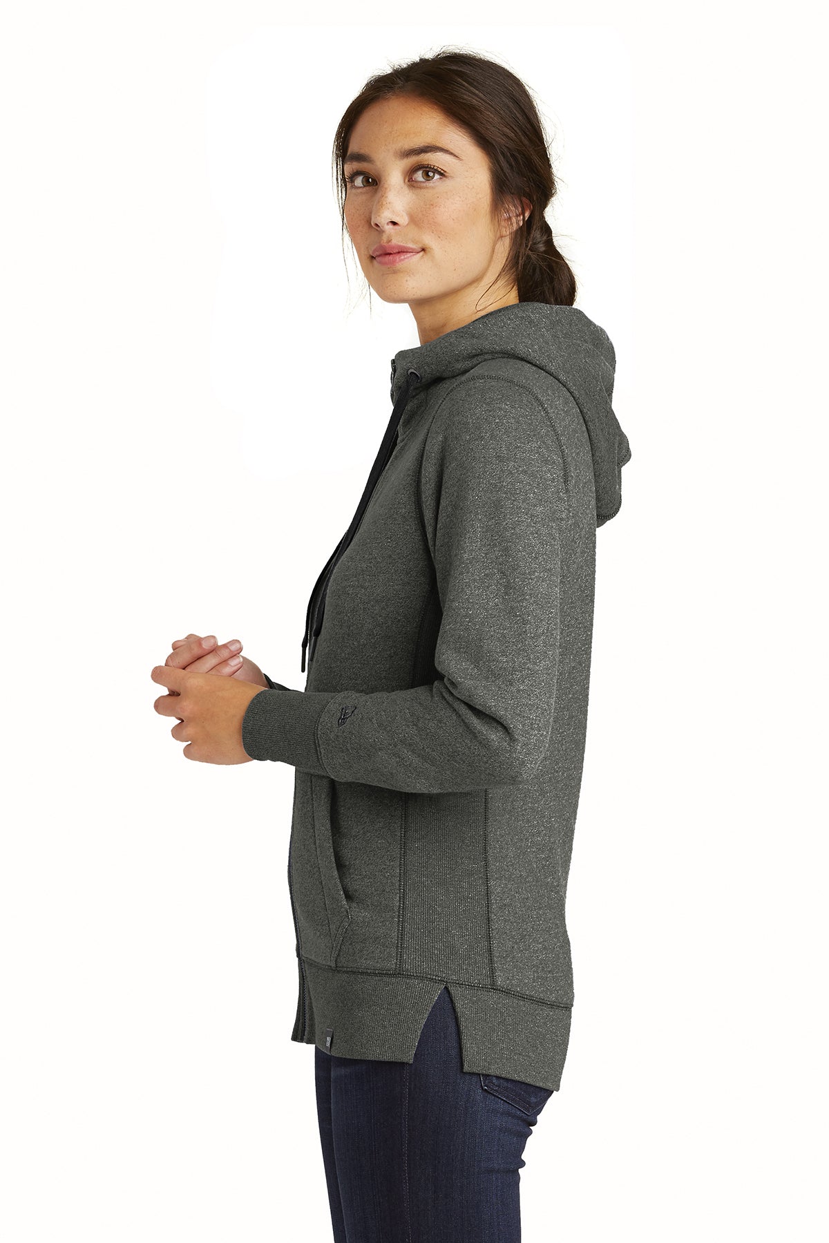 New Era Ladies French Terry Custom Zip Hoodies, Black Twist
