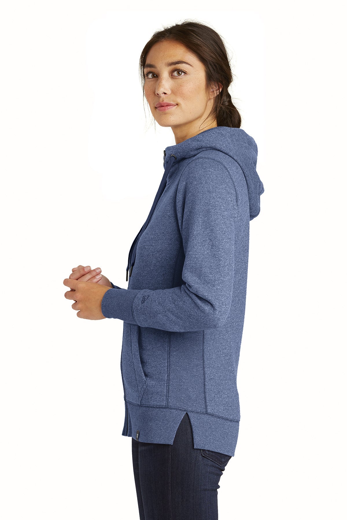 New Era Ladies French Terry Custom Zip Hoodies, Dark Royal Twist