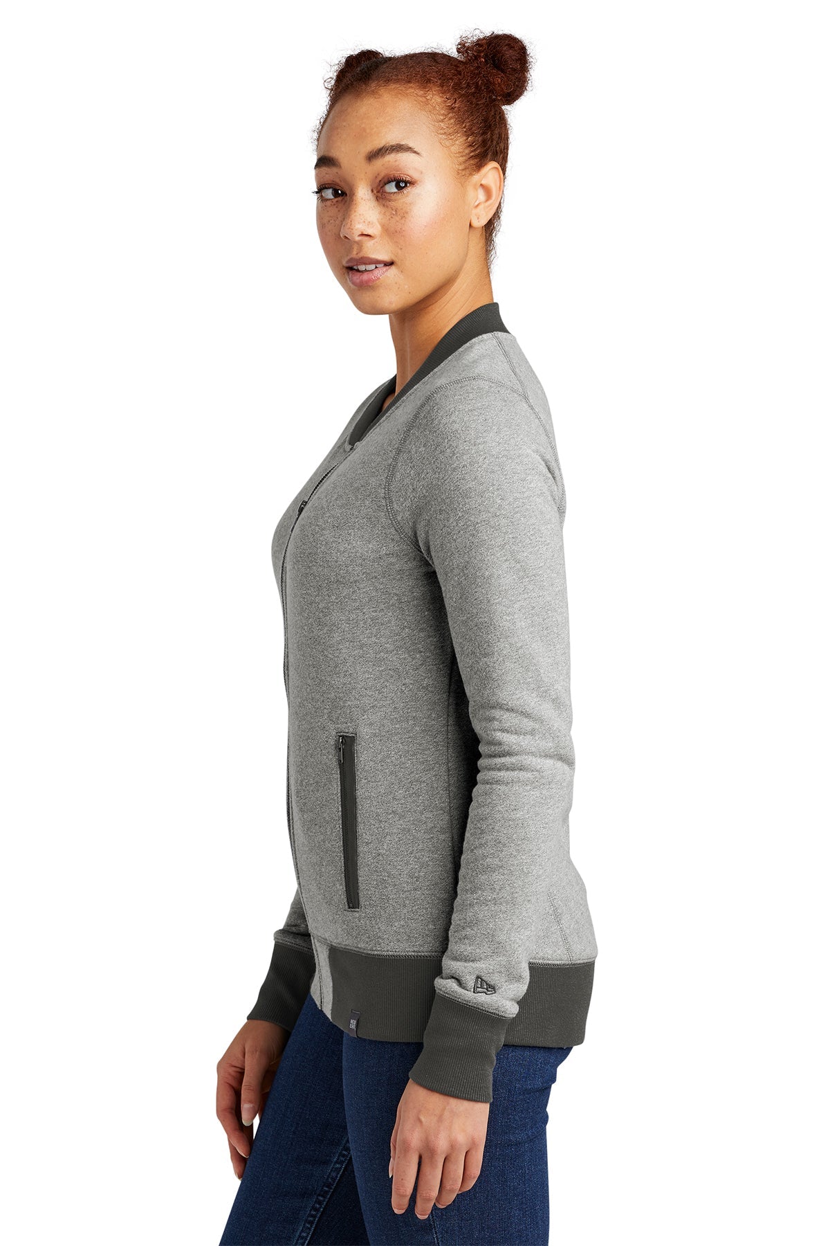 New Era Ladies French Terry Jackets, Light Graphite Twist/ Graphite