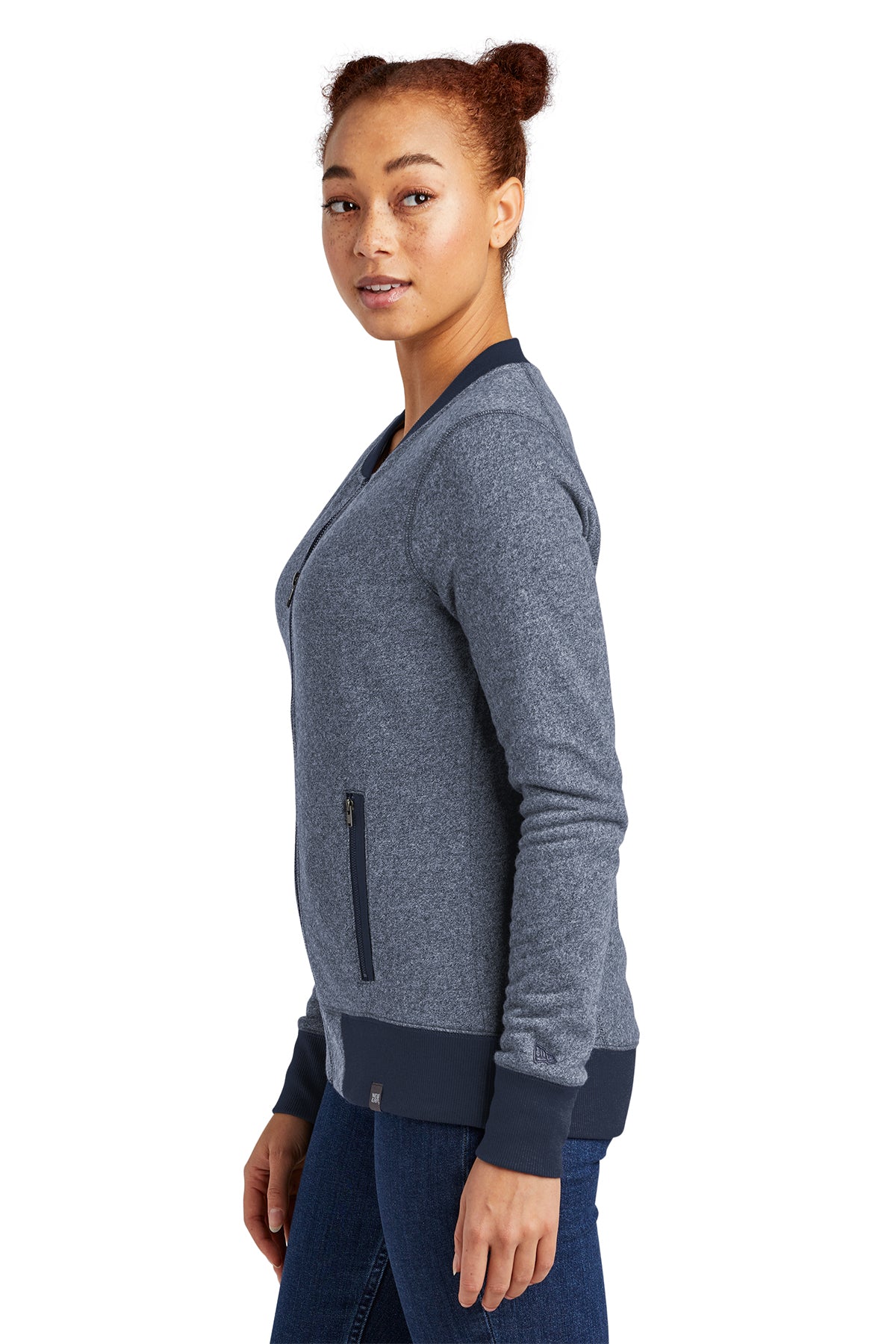 New Era Ladies French Terry Jackets, True Navy Twist/ True Navy