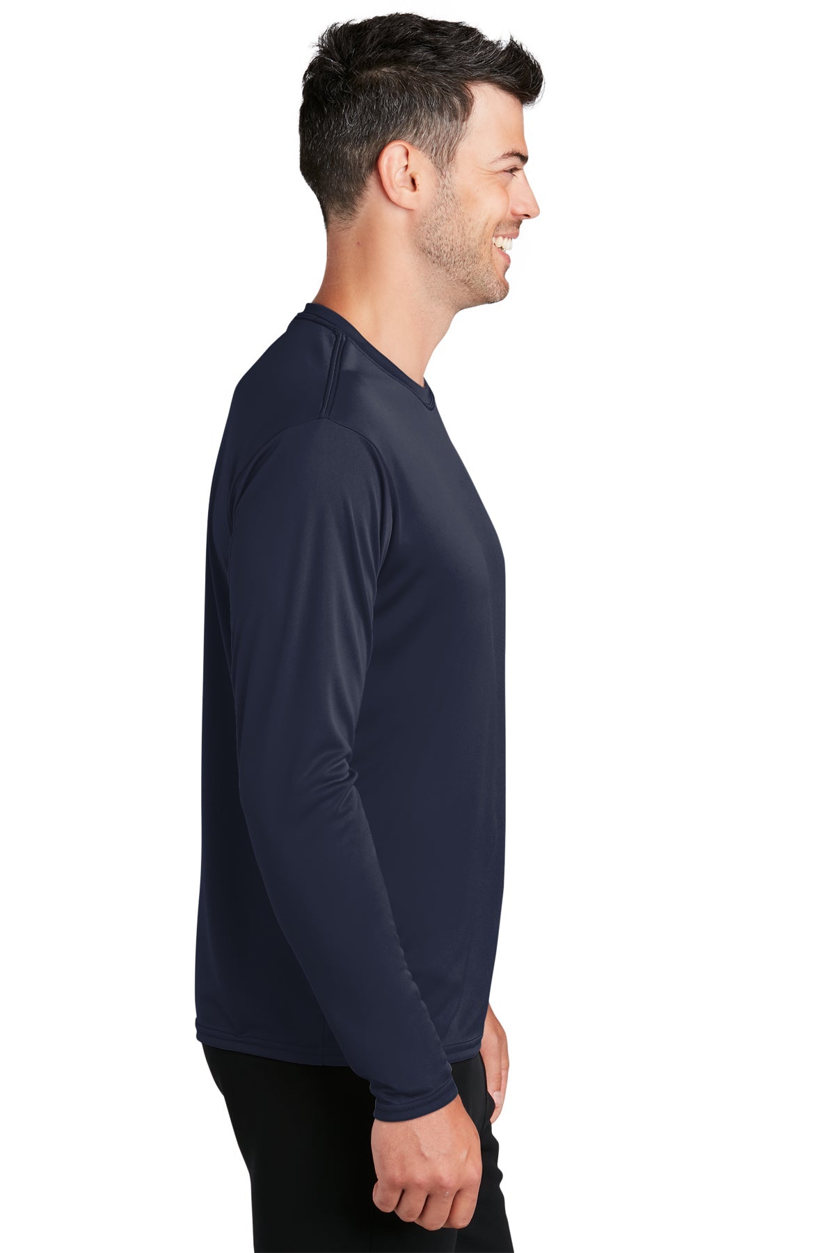 Port & Company Long Sleeve Performance Customized Tee's, Deep Navy