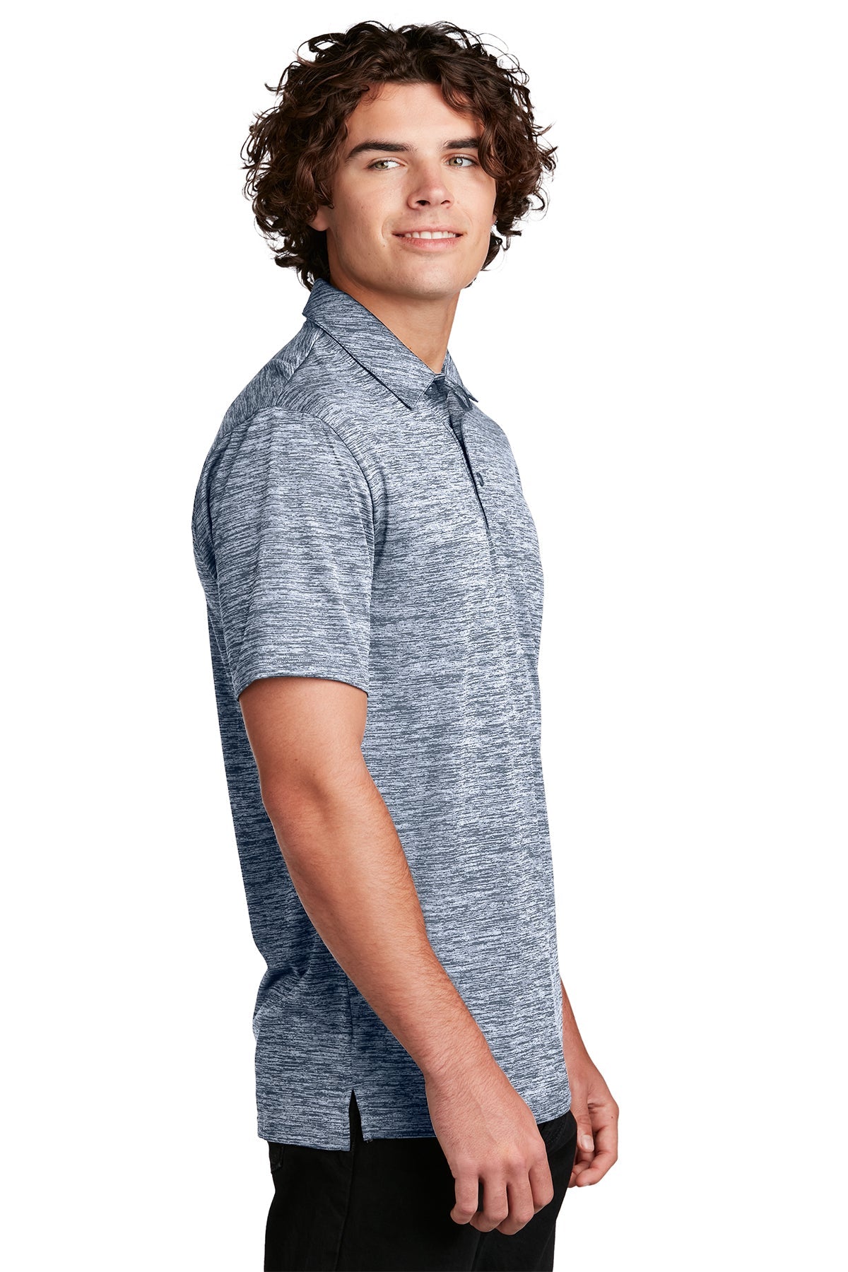 Sport-Tek PosiCharge Custom Electric Heather Polos, True Navy Electric
