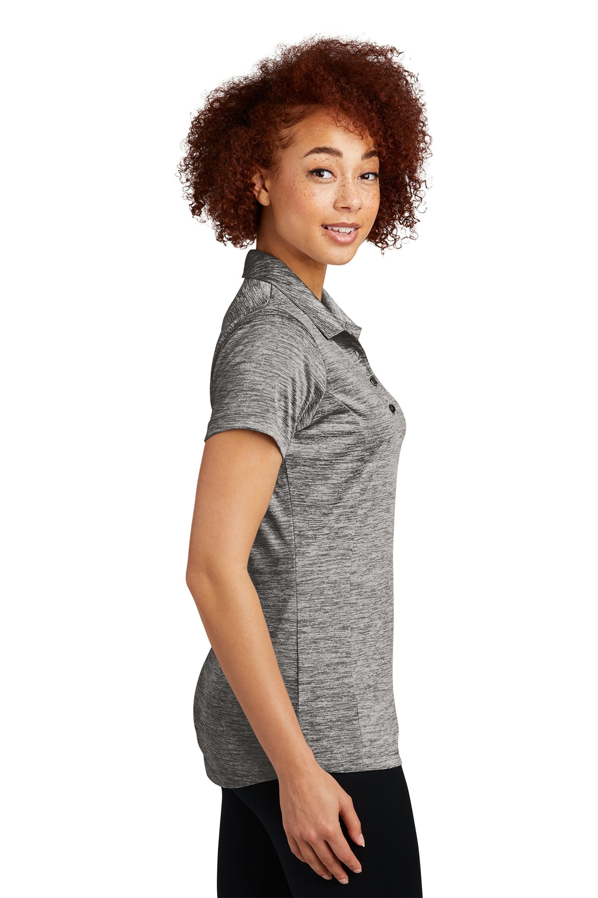 Sport-Tek Ladies PosiCharge Branded Electric Heather Polos, Black Electric [St Louis Music]