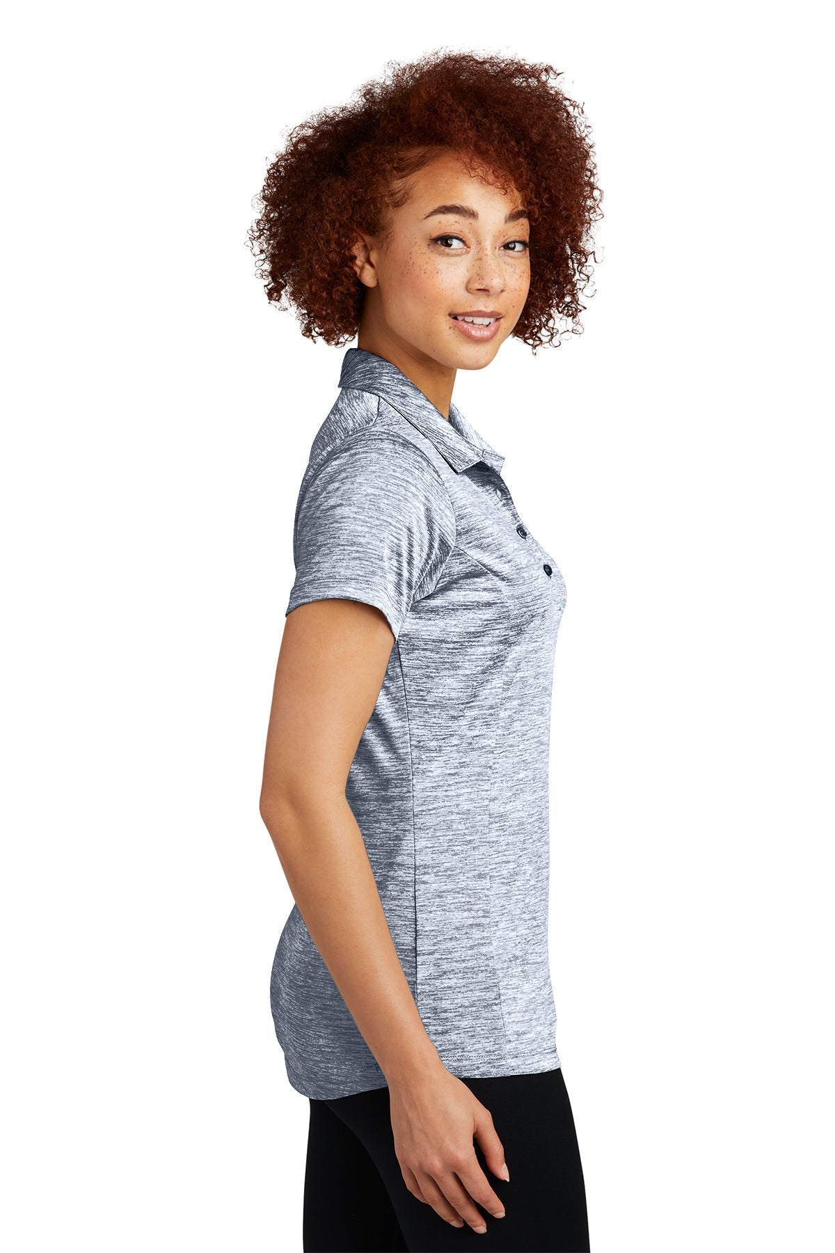 Sport-Tek Ladies PosiCharge Custom Electric Heather Polos, True Navy Electric
