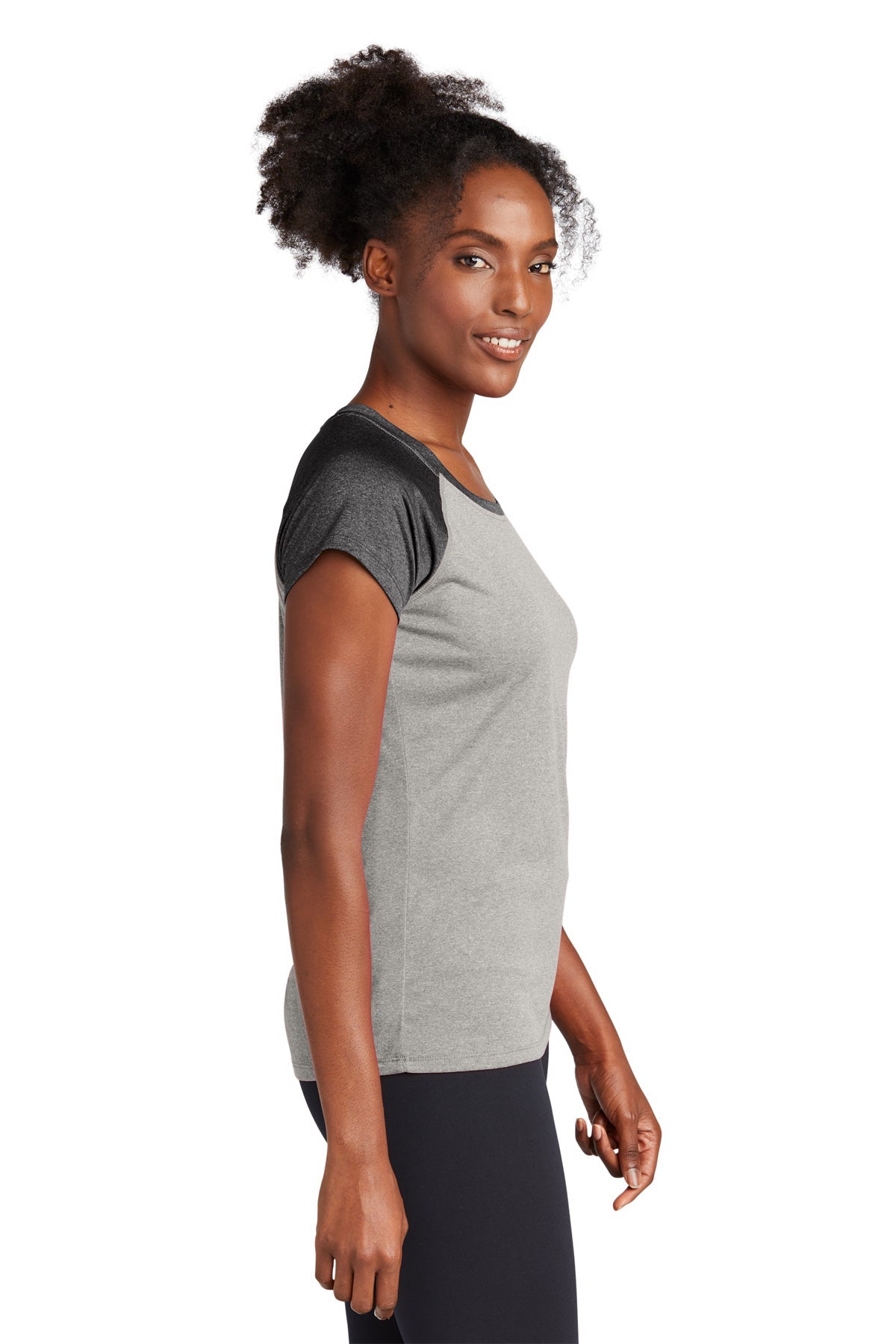 Sport-Tek Ladies Heather-On-Heather Contender Scoop Neck Tee