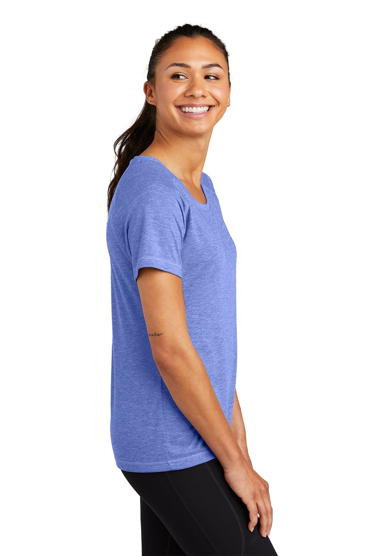 Sport-Tek Ladies PosiCharge Custom Tri Blend Wicking Scoop Neck Raglan Tee's, True Royal Heather