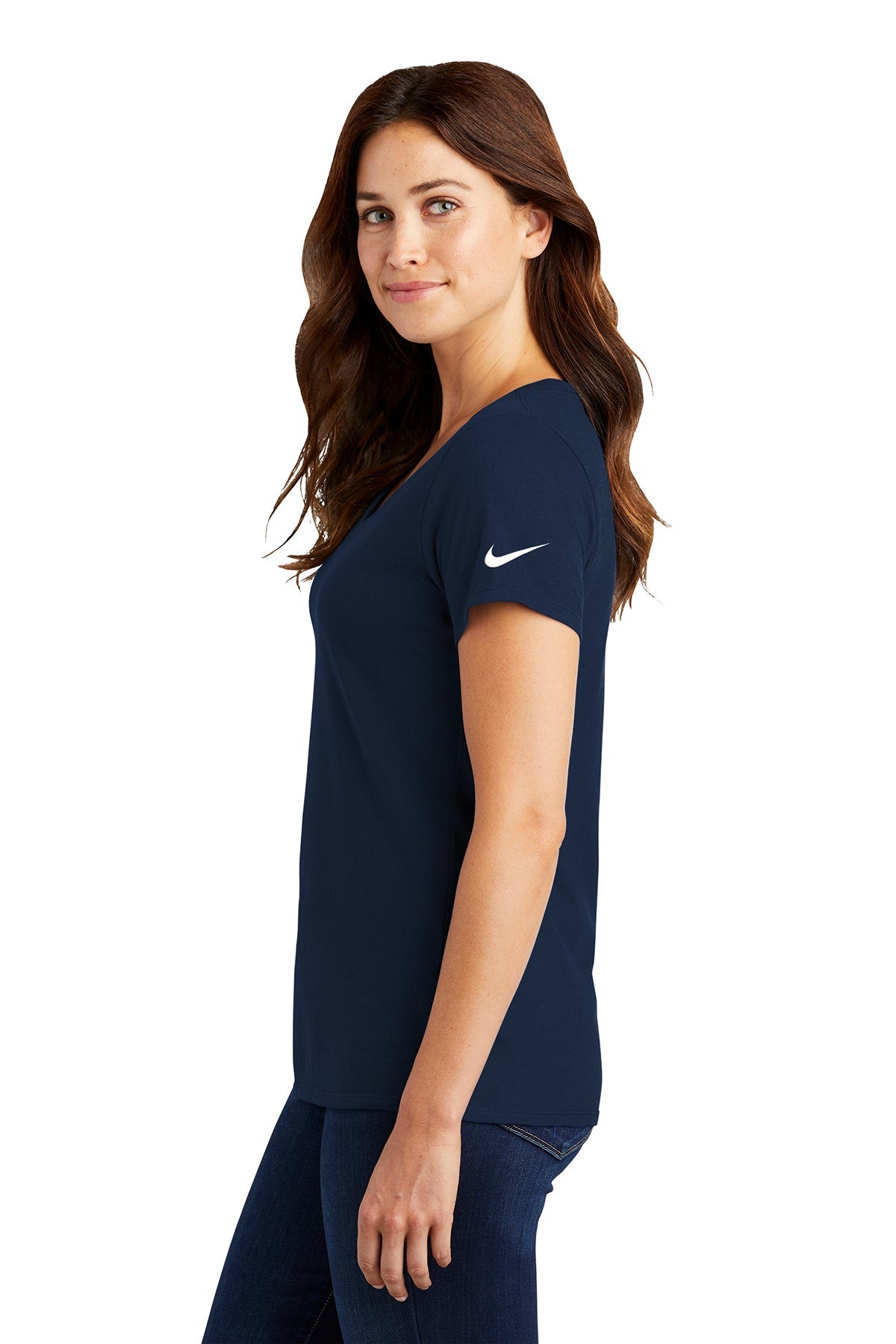 Nike Ladies DriFIT CottonPoly Scoop Neck Custom Tees, College Navy [CEI Consulting]