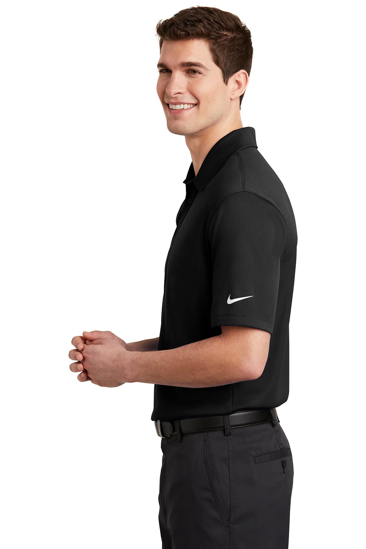 Nike DriFIT Hex Textured Customized Polos, Black