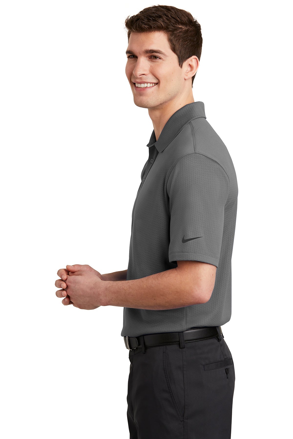 Nike DriFIT Hex Textured Customized Polos, Dark Grey