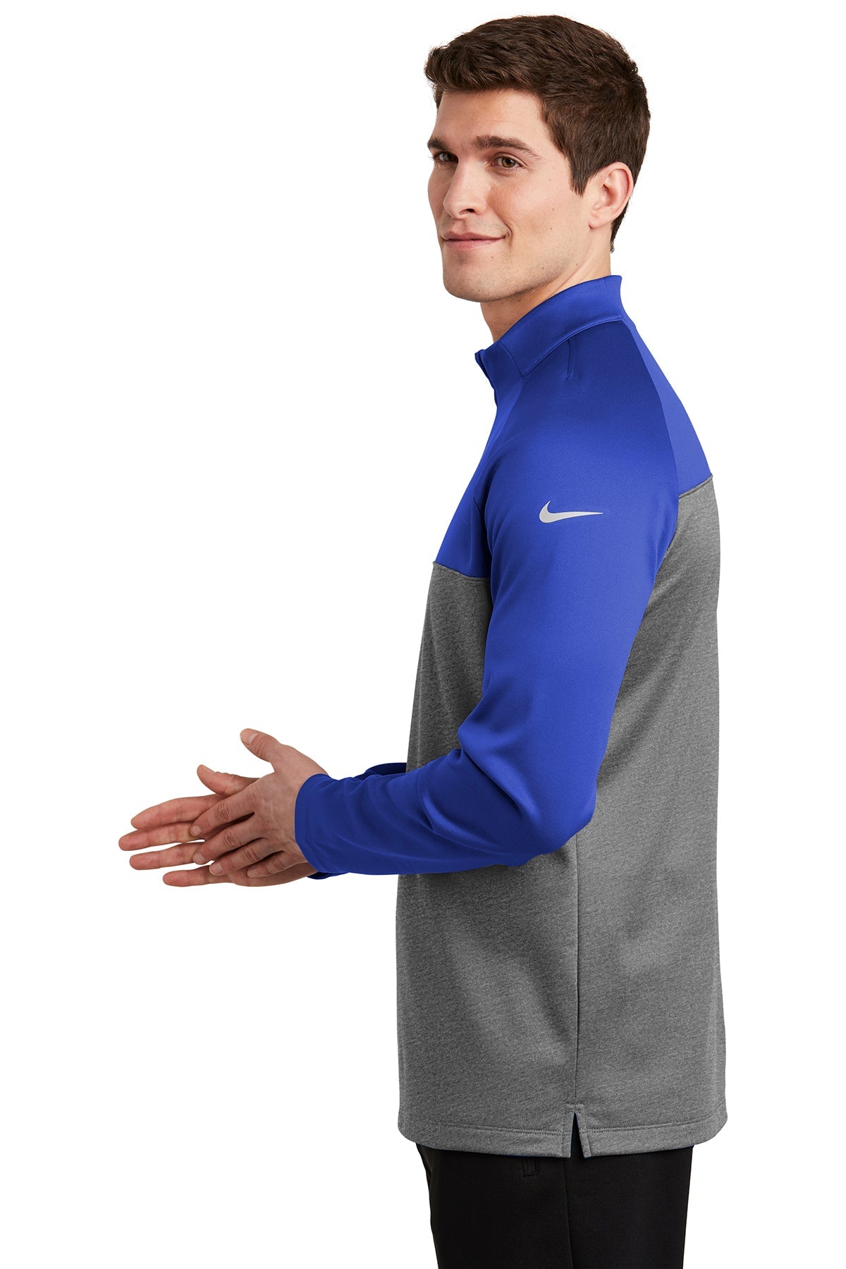 Nike ThermaFIT Custom Fleece Quarter Zips, Game Royal/ Dark Grey Heather