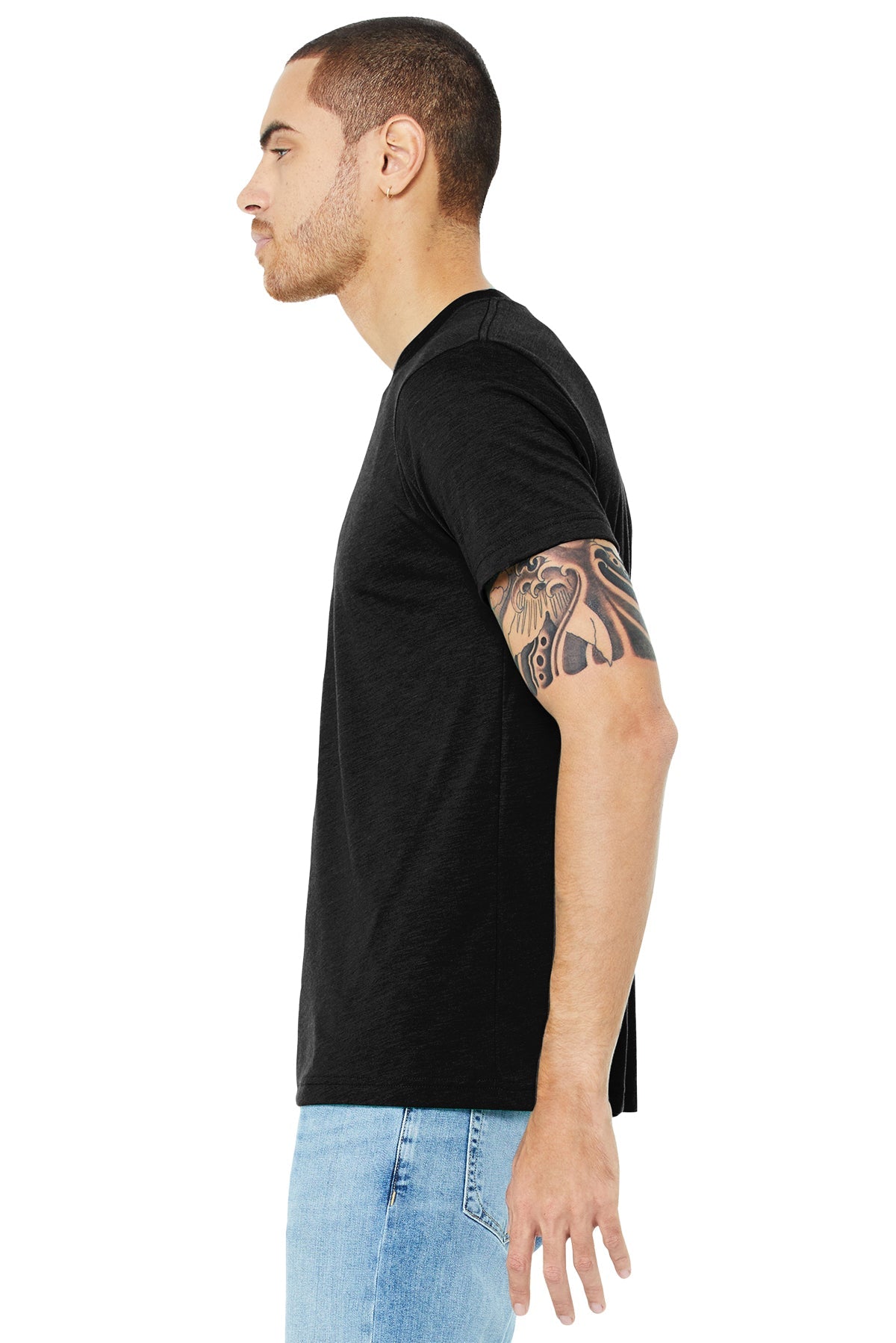 bella + canvas unisex triblend short sleeve t-shirt 3413c blk hthr triblnd