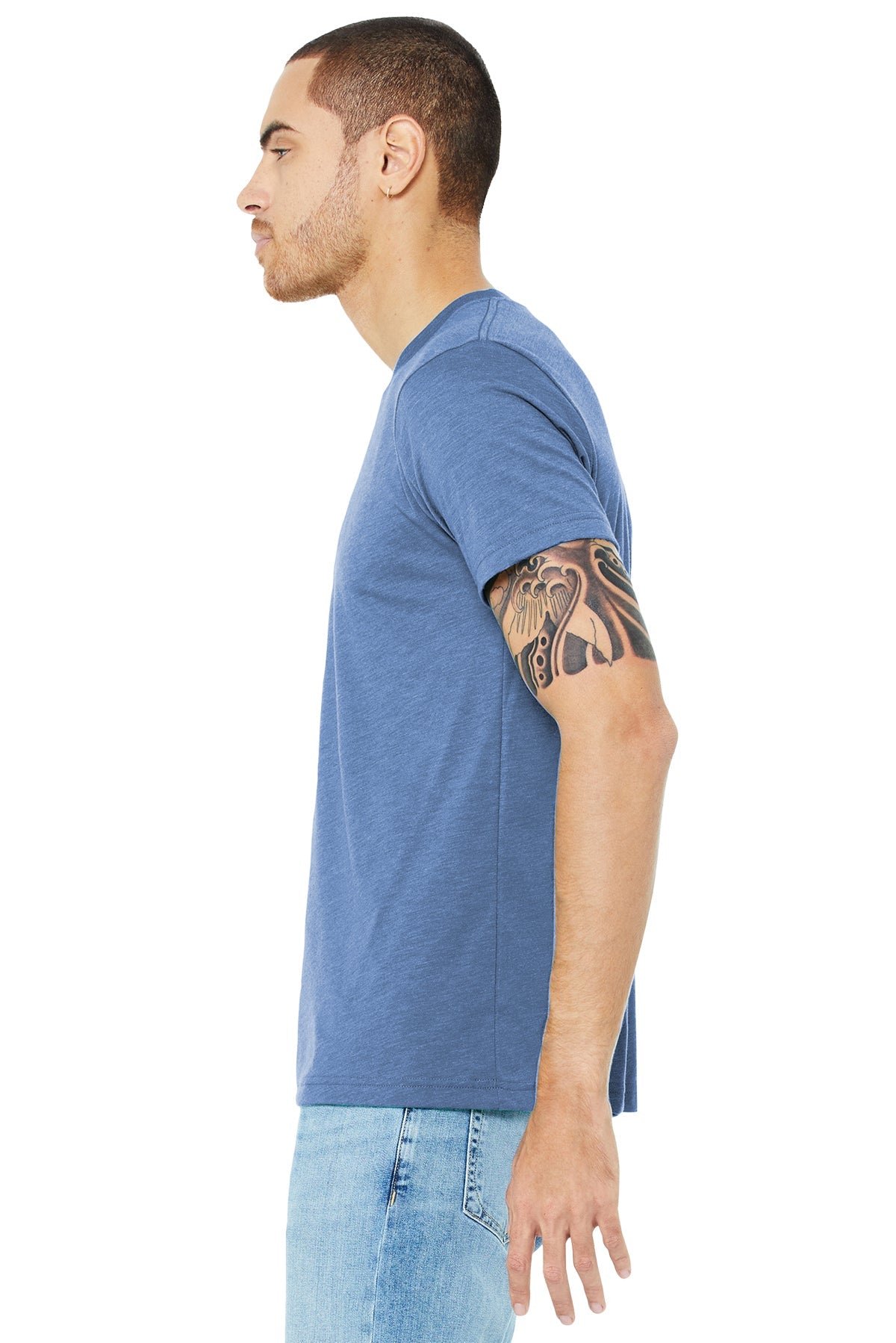 bella + canvas unisex triblend short sleeve t-shirt 3413c blue trblnd
