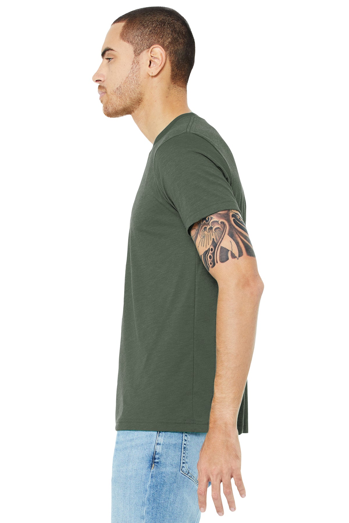 bella + canvas unisex triblend short sleeve t-shirt 3413c mltry grn trblnd