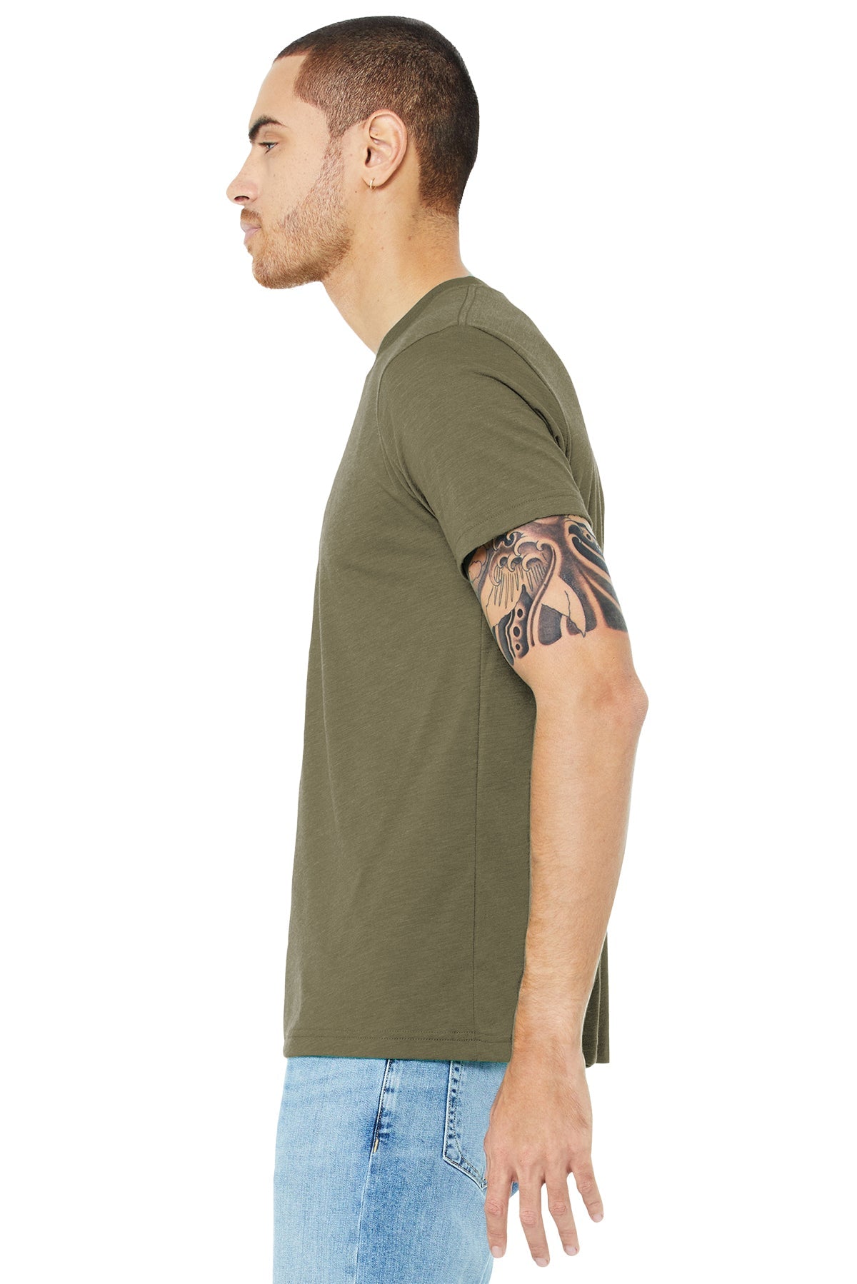 bella + canvas unisex triblend short sleeve t-shirt 3413c olive triblend