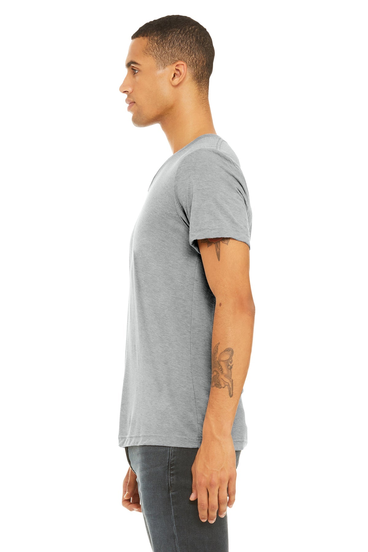 bella + canvas unisex triblend short sleeve v-neck t-shirt 3415c ath grey trbln