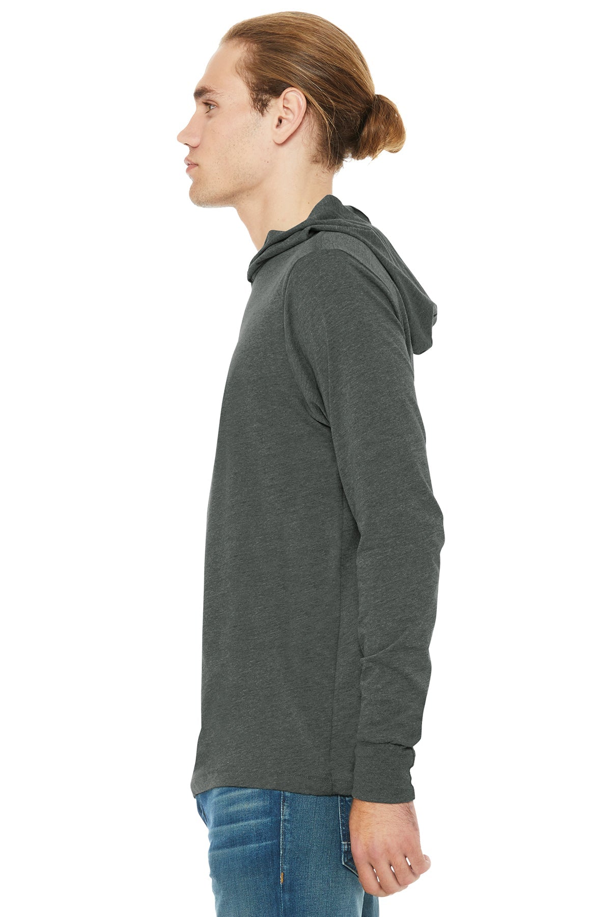 bella + canvas unisex jersey long sleeve hoodie 3512 deep heather