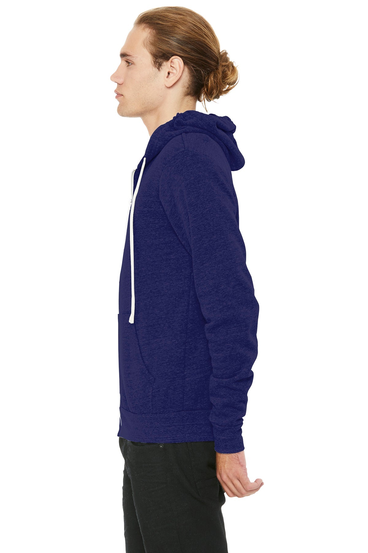 Bella Canvas Unisex Triblend Sponge Fleece Full-Zip Hoodie, Navy