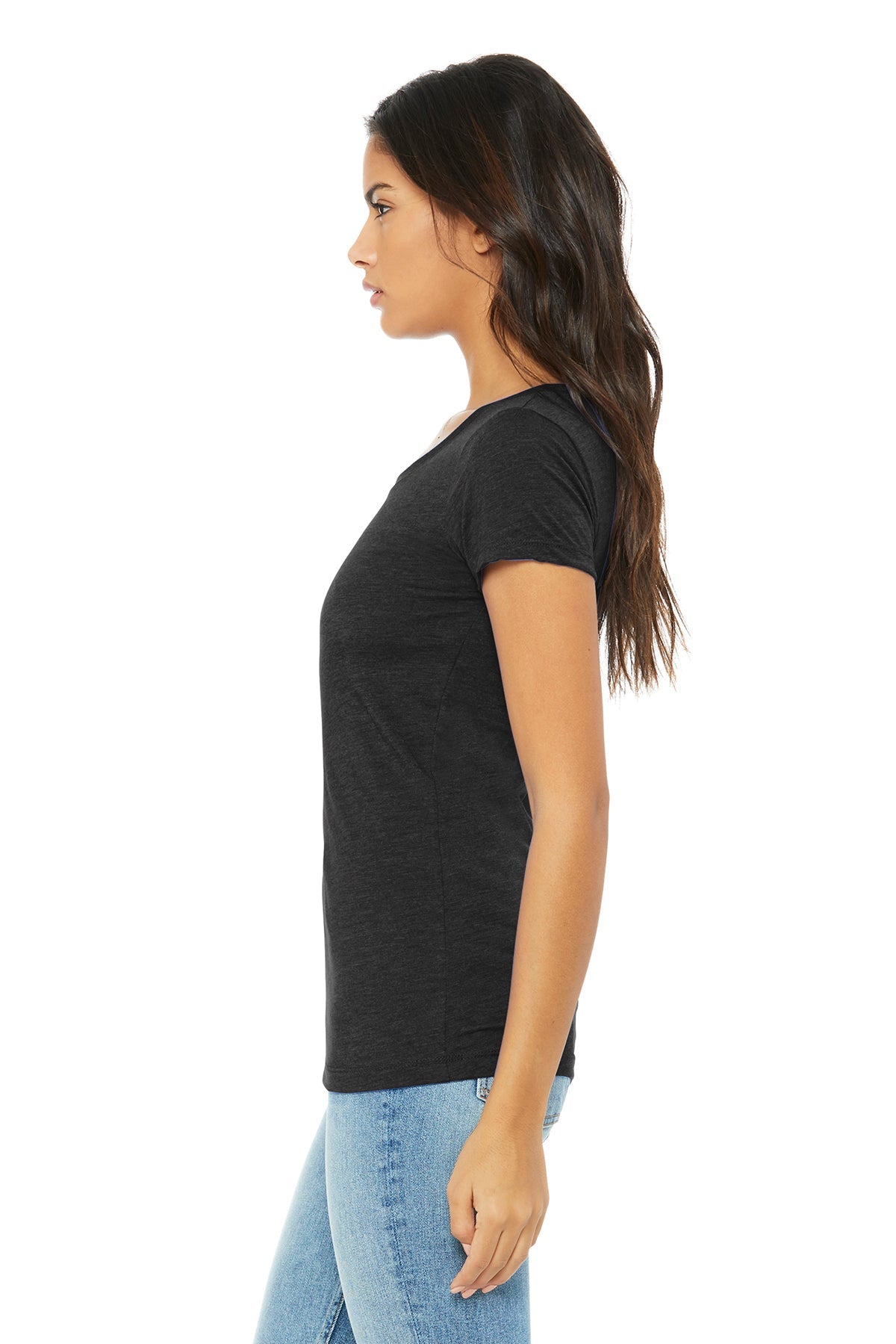 bella + canvas ladies triblend short sleeve t-shirt b8413 blk hthr triblnd
