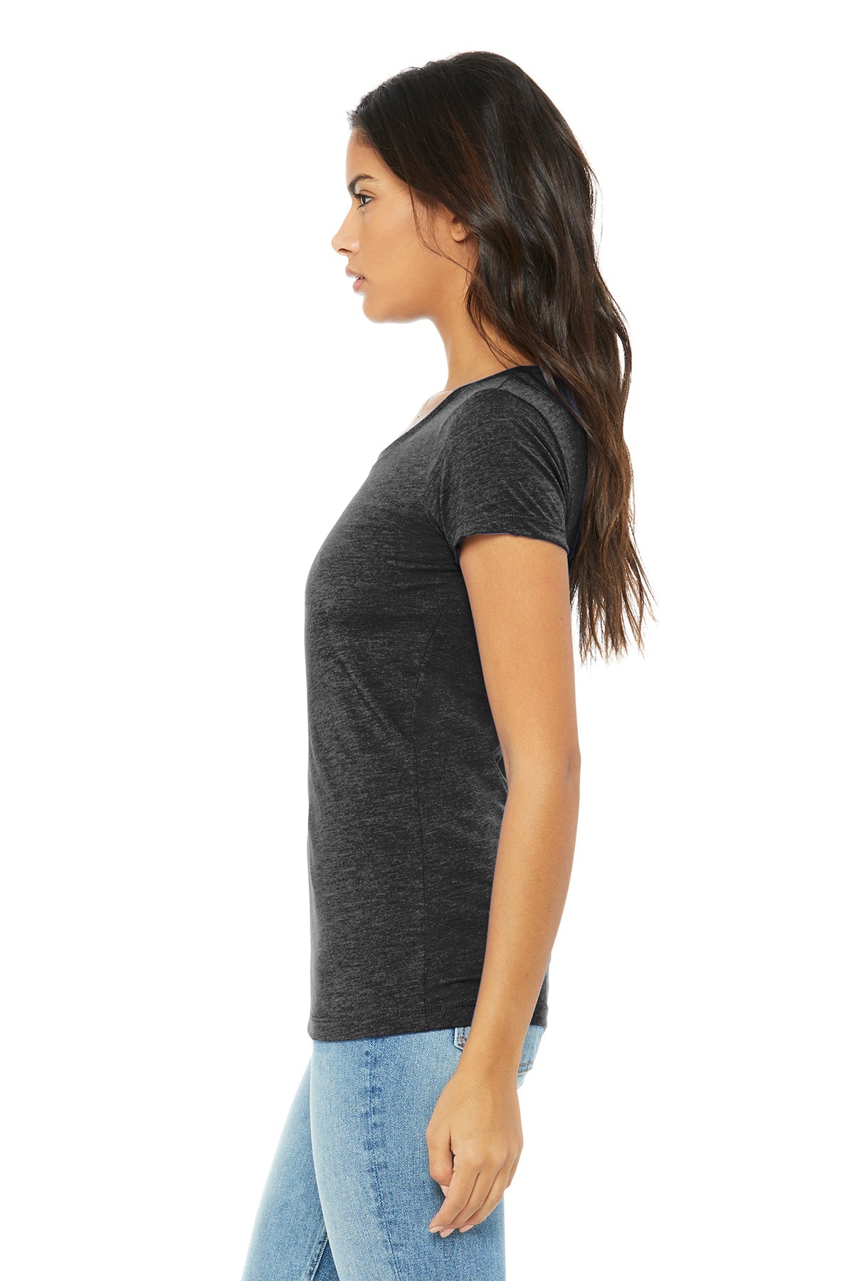 bella + canvas ladies triblend short sleeve t-shirt b8413 char-black trib
