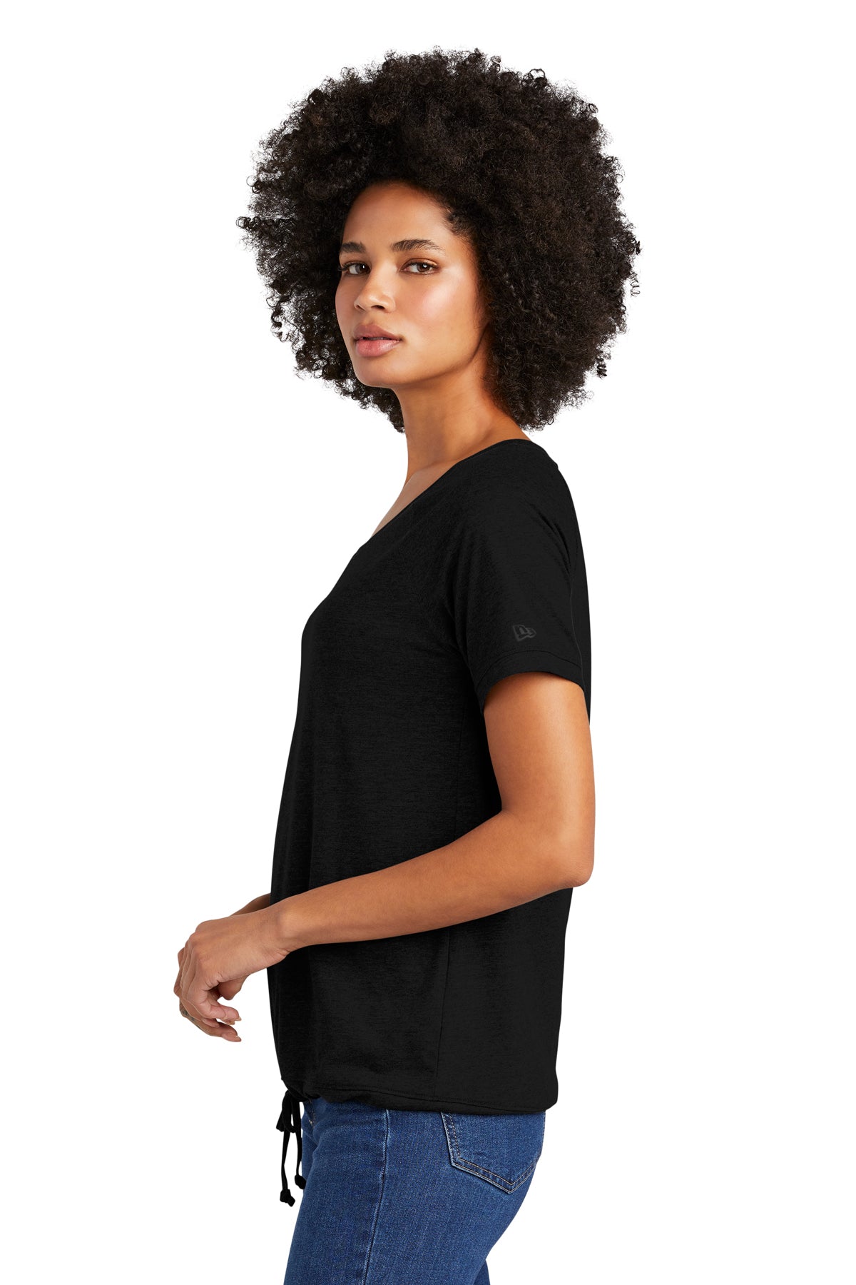 New Era Ladies Tri-Blend Performance Printed Tee's, Black Solid