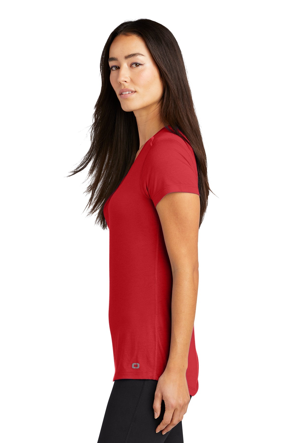 ogio endurance ladies peak v neck tee loe337 ripped red