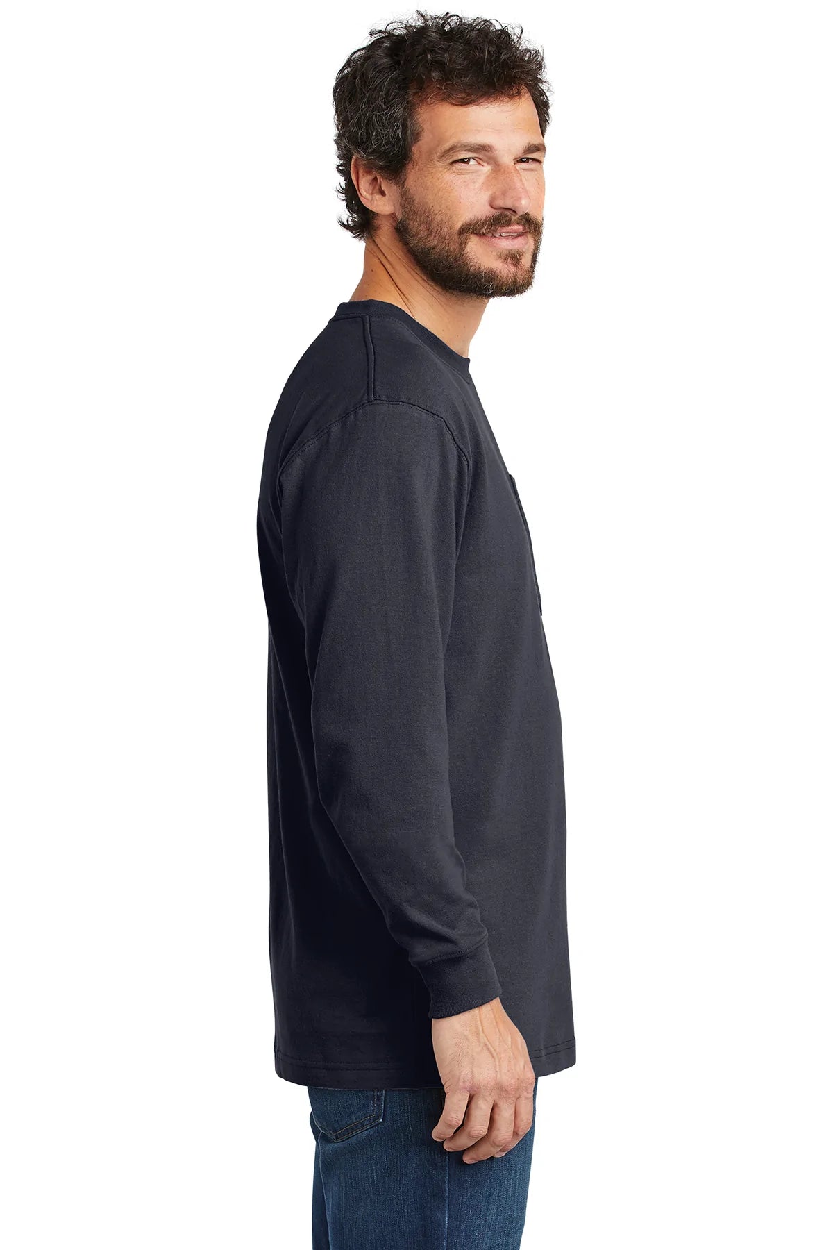 carhartt workwear pocket long sleeve t-shirt ctk126 navy