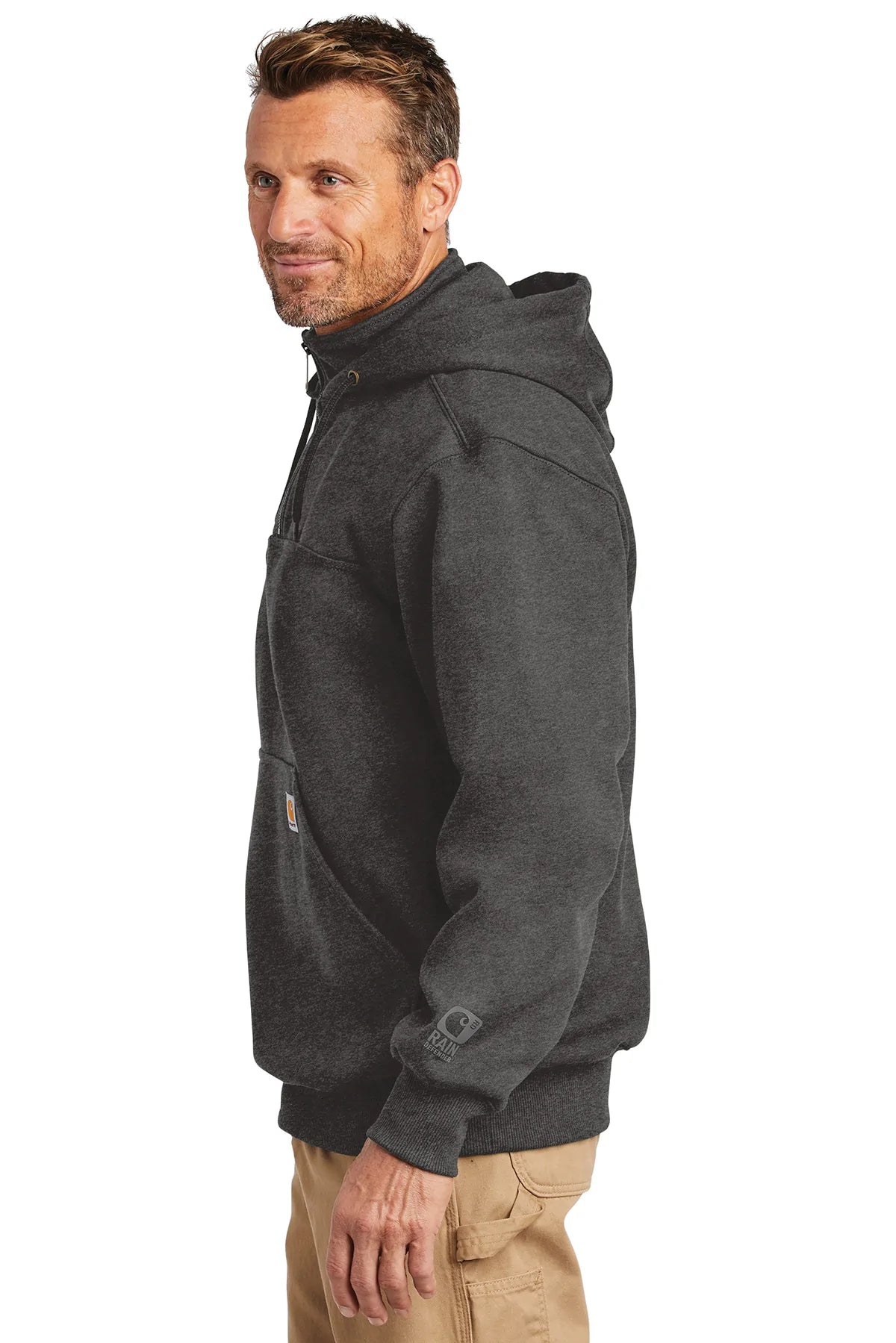 Carhartt Rain Defender Paxton Zip Custom Sweatshirts, Carbon Heather [Nuclear rescue]