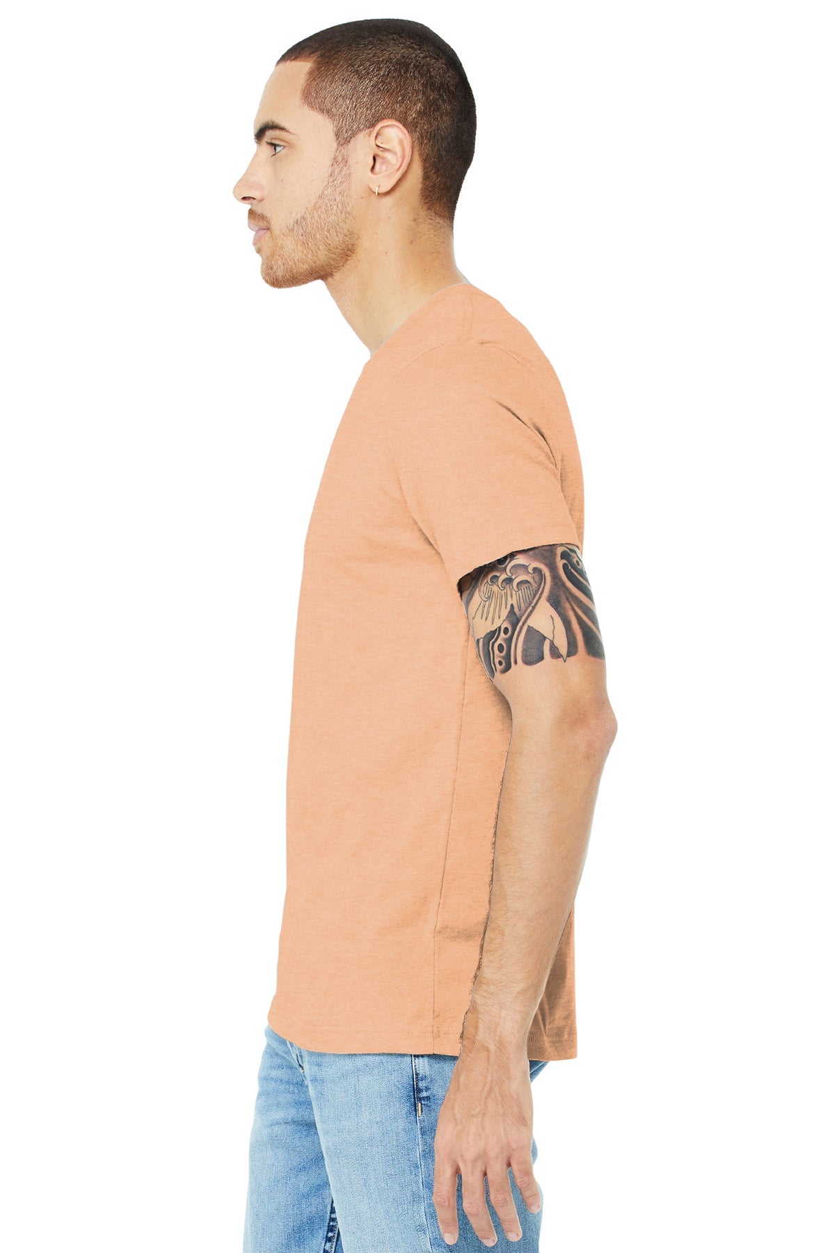 bella + canvas unisex jersey short sleeve t-shirt 3001c heather peach