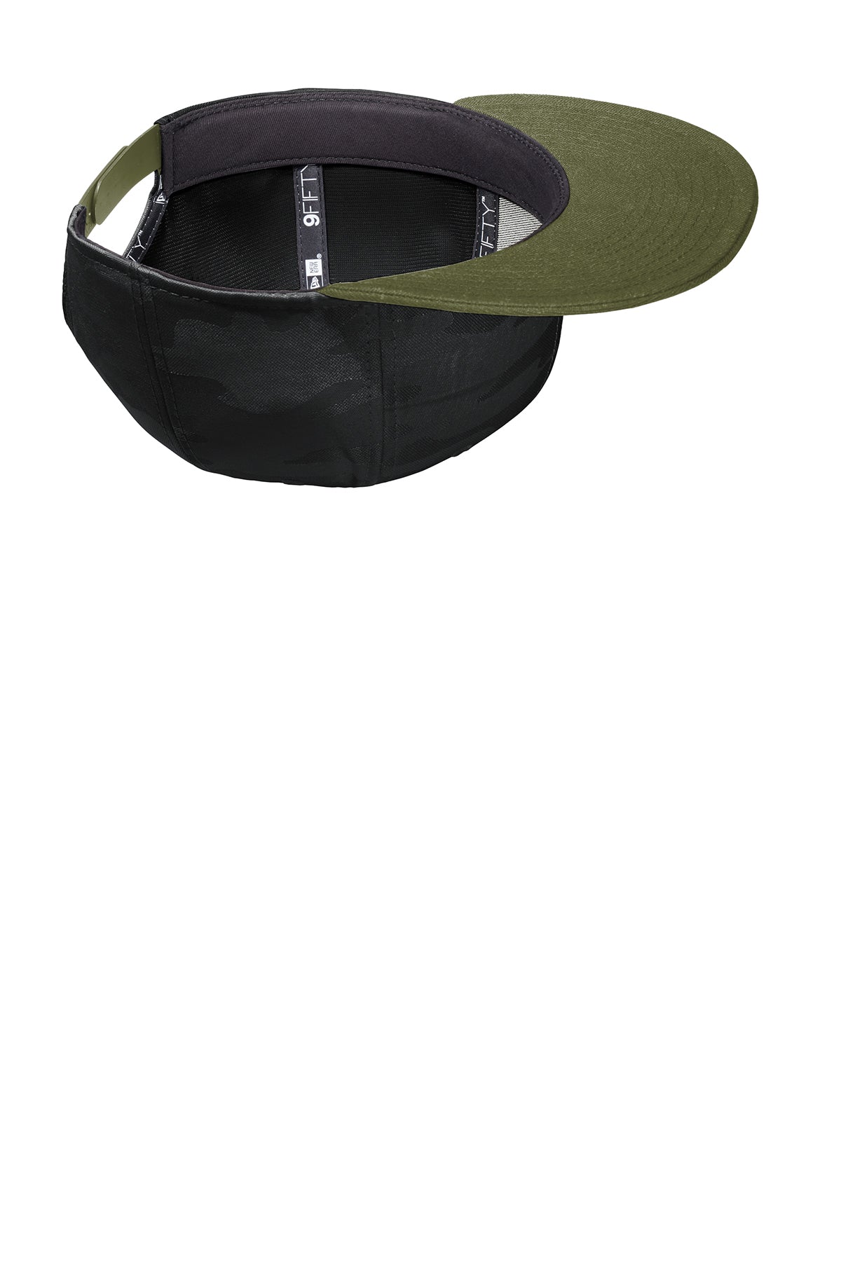 New Era Camo Flat Bill Snapback Custom Caps, Army/ Black Camo