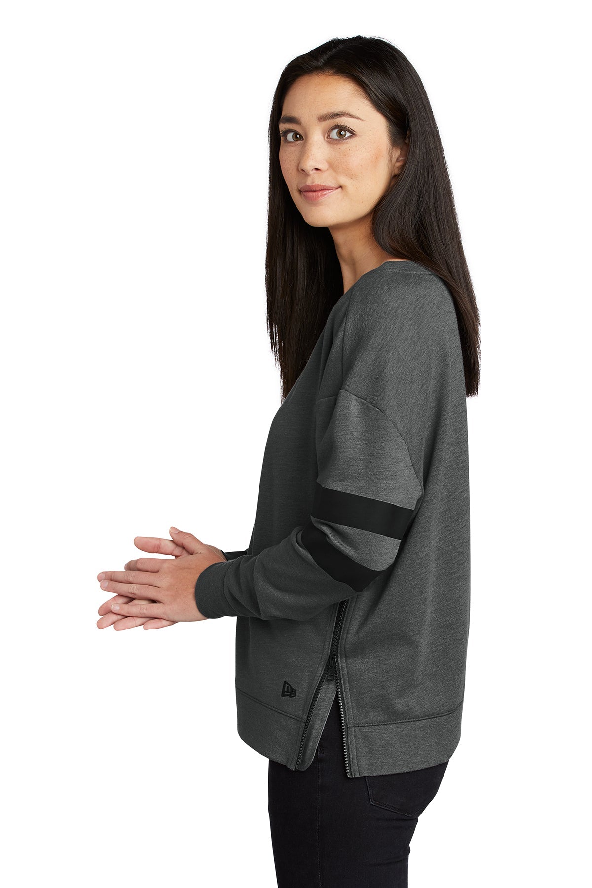 New Era Ladies Tri-Blend Branded Sweatshirts, Black Heather