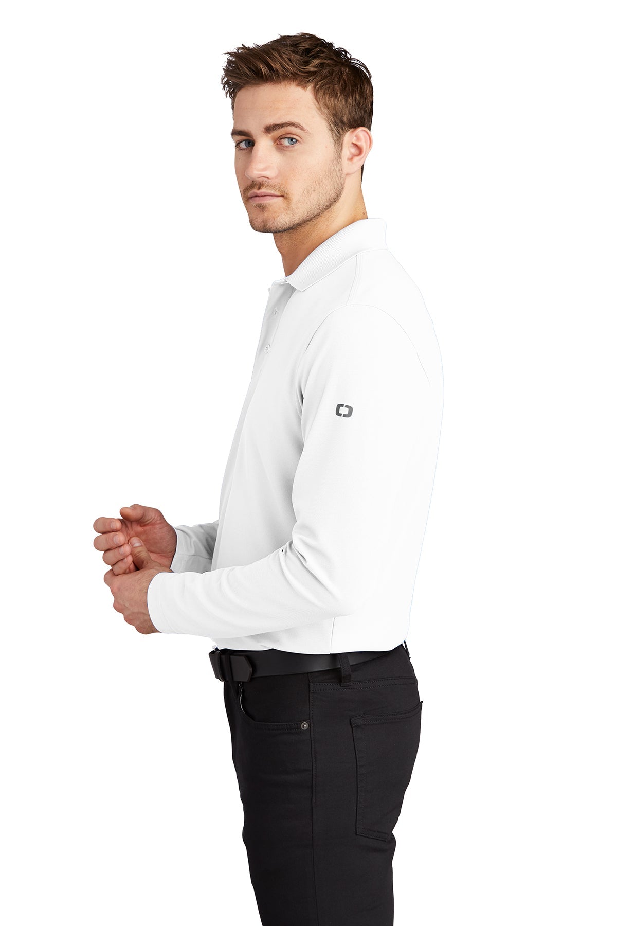 OGIO Caliber Customized Long Sleeve Polos, Bright White