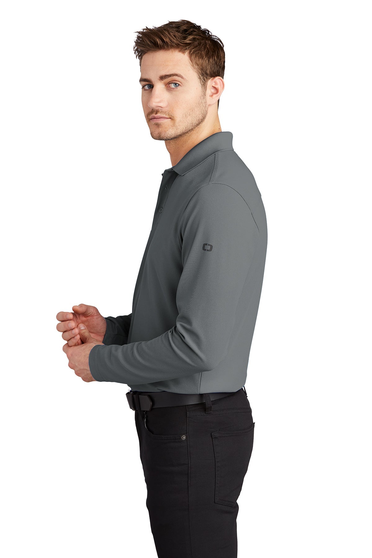 OGIO Caliber Customized Long Sleeve Polos, Diesel Grey