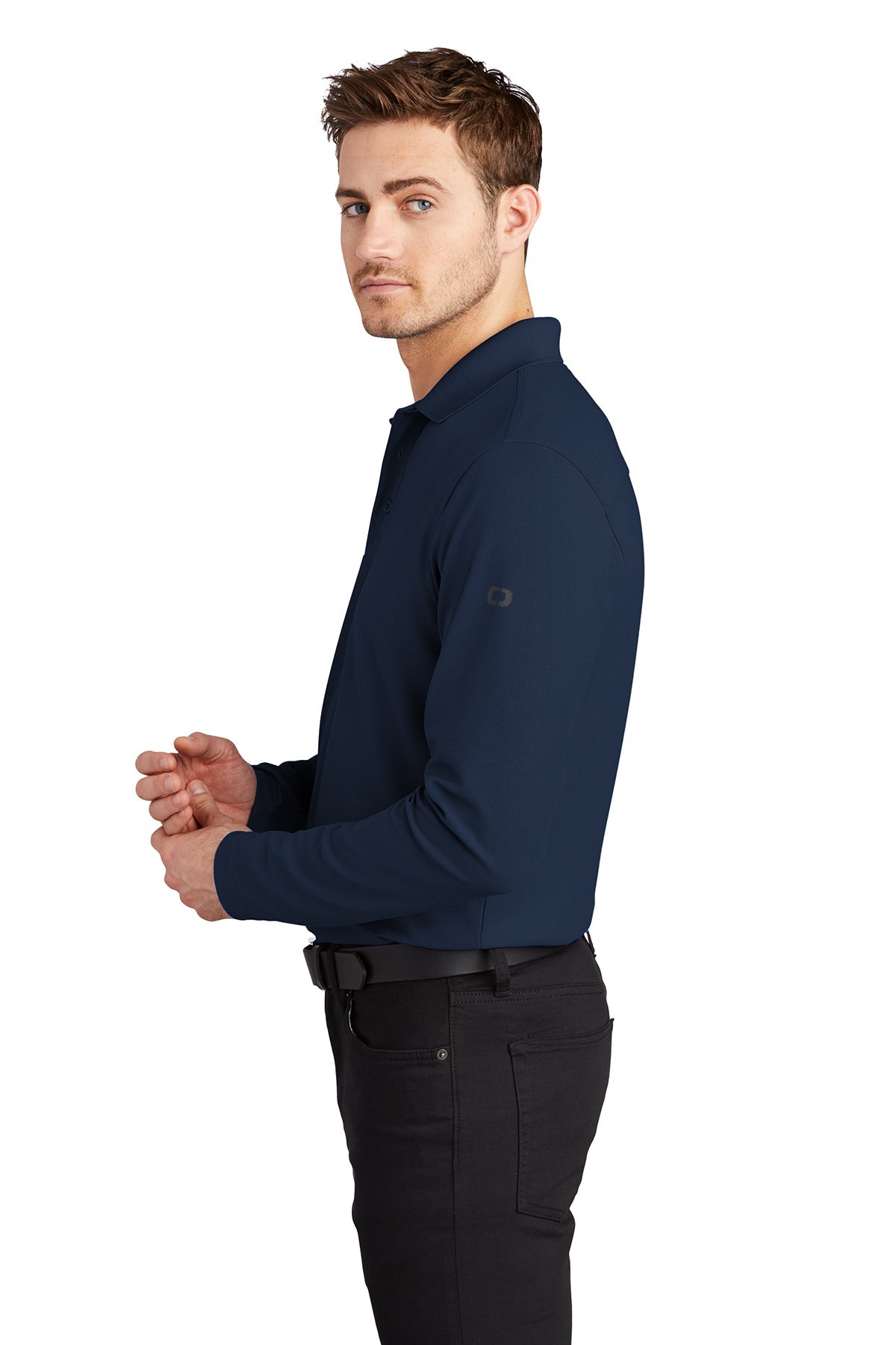 OGIO Caliber Customized Long Sleeve Polos, Navy